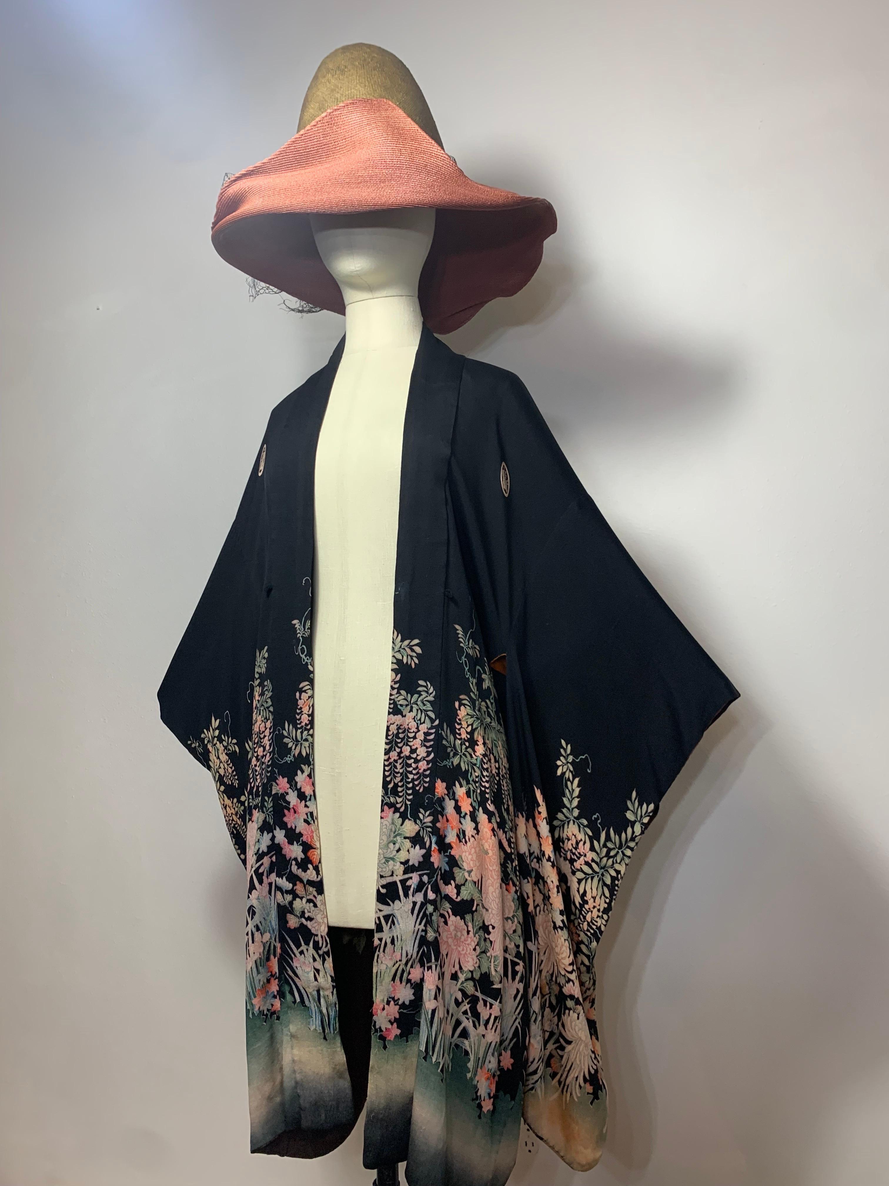 1930s Gorgeous Completely Reversible Silk Print Kimono in Marigold & Black For Sale 6
