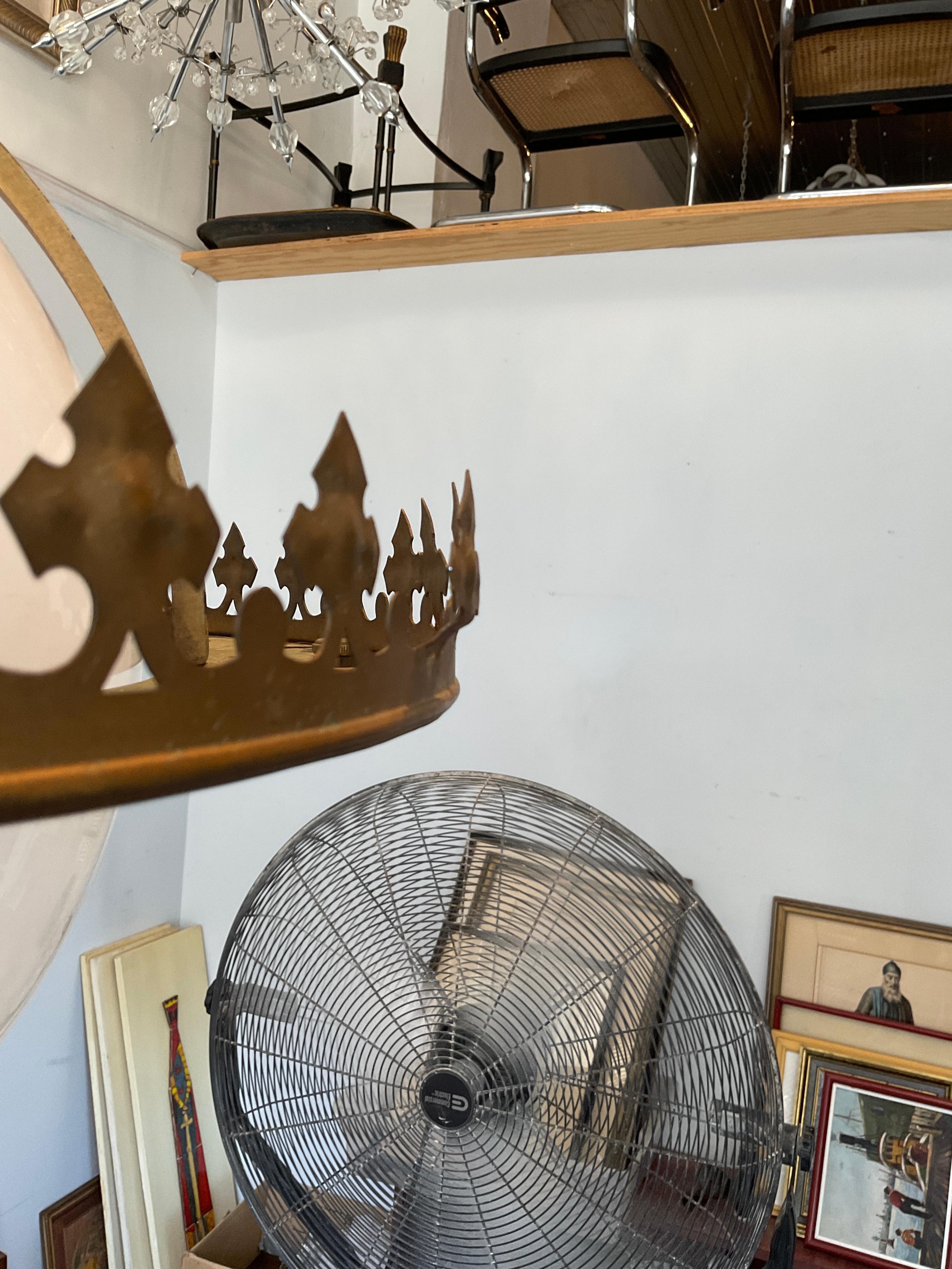 1930s Gothic White Glass Globe Iron Framed Chandelier For Sale 4