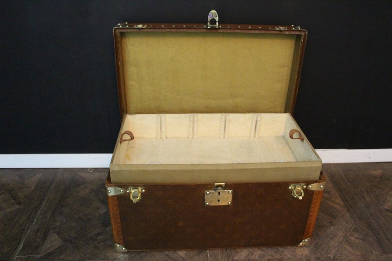 1930's Shoe Trunk in Brown Canvas, Au Touriste Trunk, Steamer Trunk For