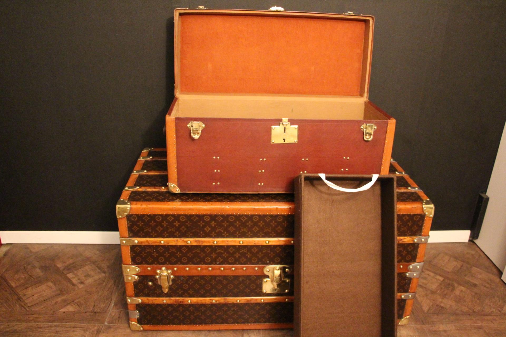 1930's Goyard Shoe Trunk in Red Canvas, Goyard Trunk, Goyard Steamer Trunk 11