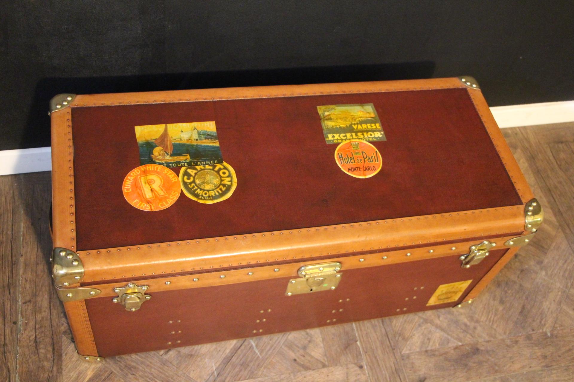 Mid-20th Century 1930's Goyard Shoe Trunk in Red Canvas, Goyard Trunk, Goyard Steamer Trunk