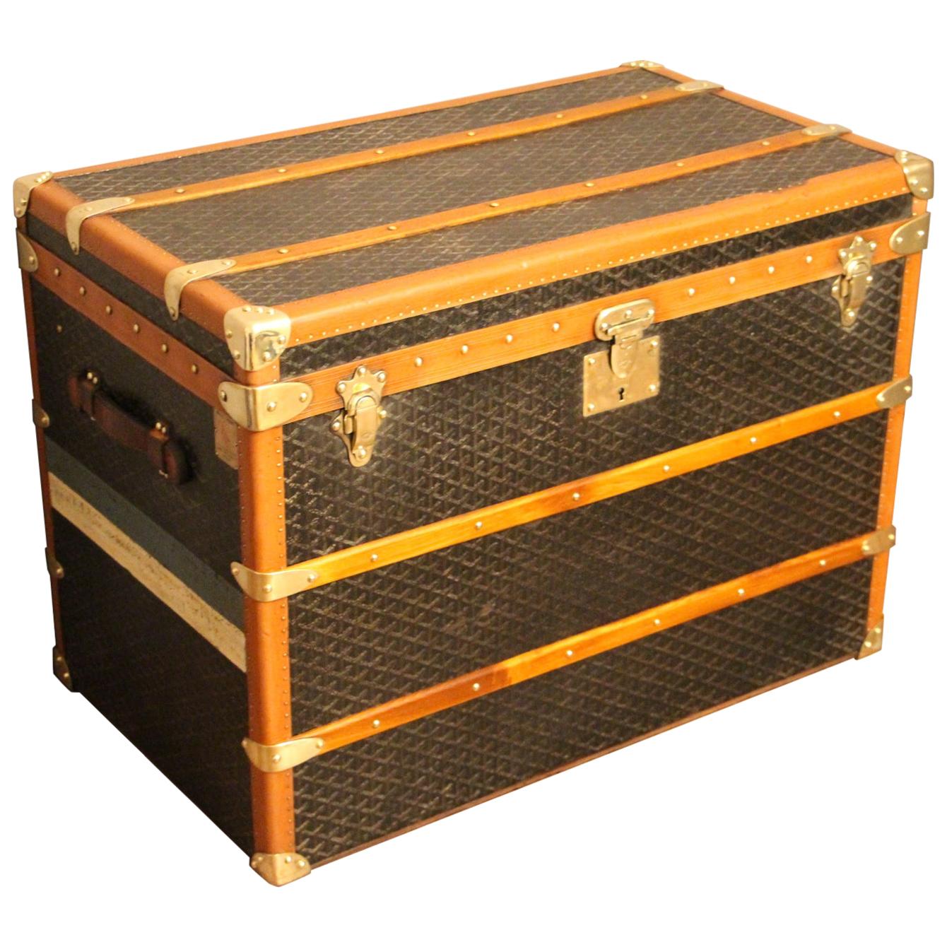 Past auction: Goyard canvas and leather steamer trunk circa 1900