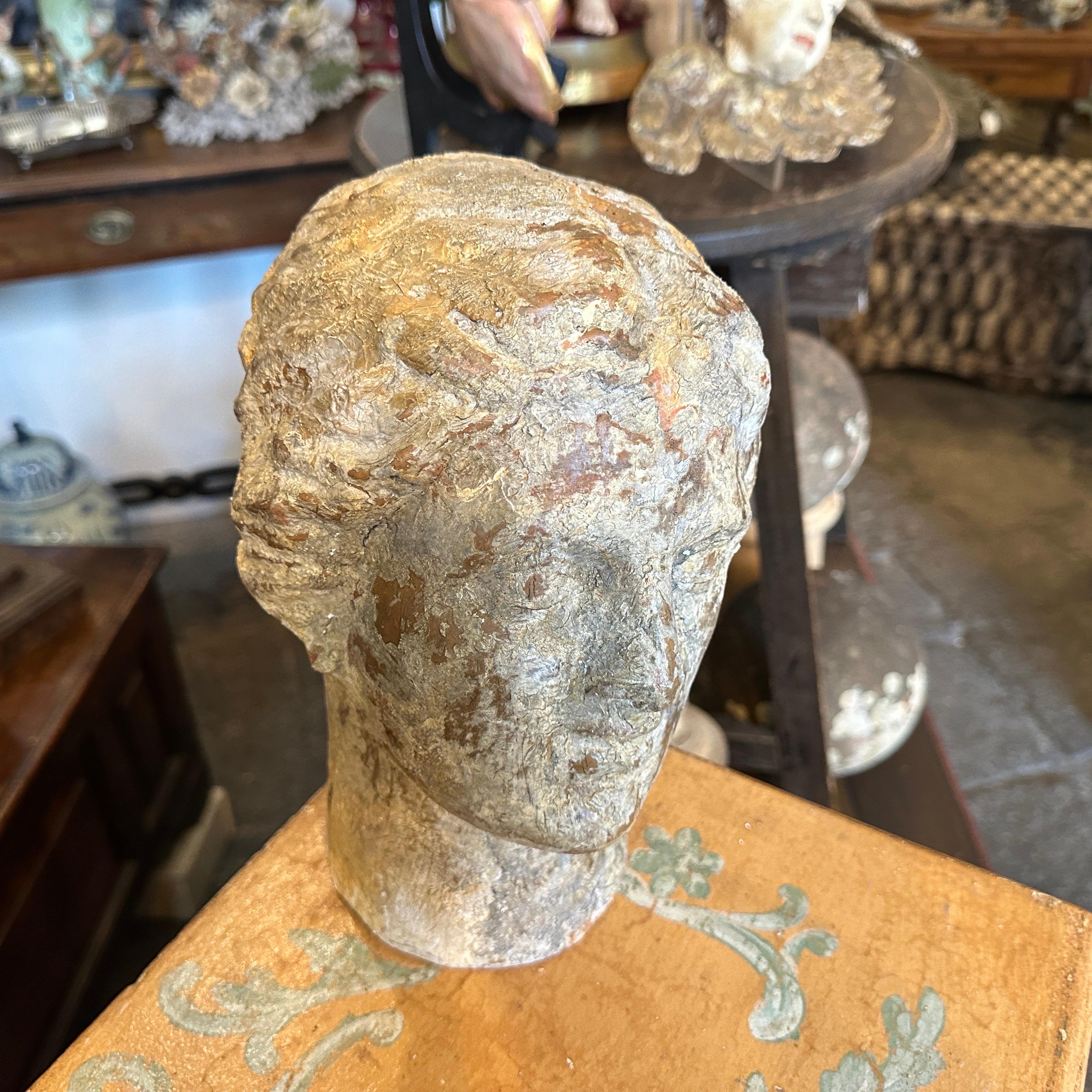 1930s Greek Roman Style Hand-Crafted Terracotta Sicilian Woman Head For Sale 6