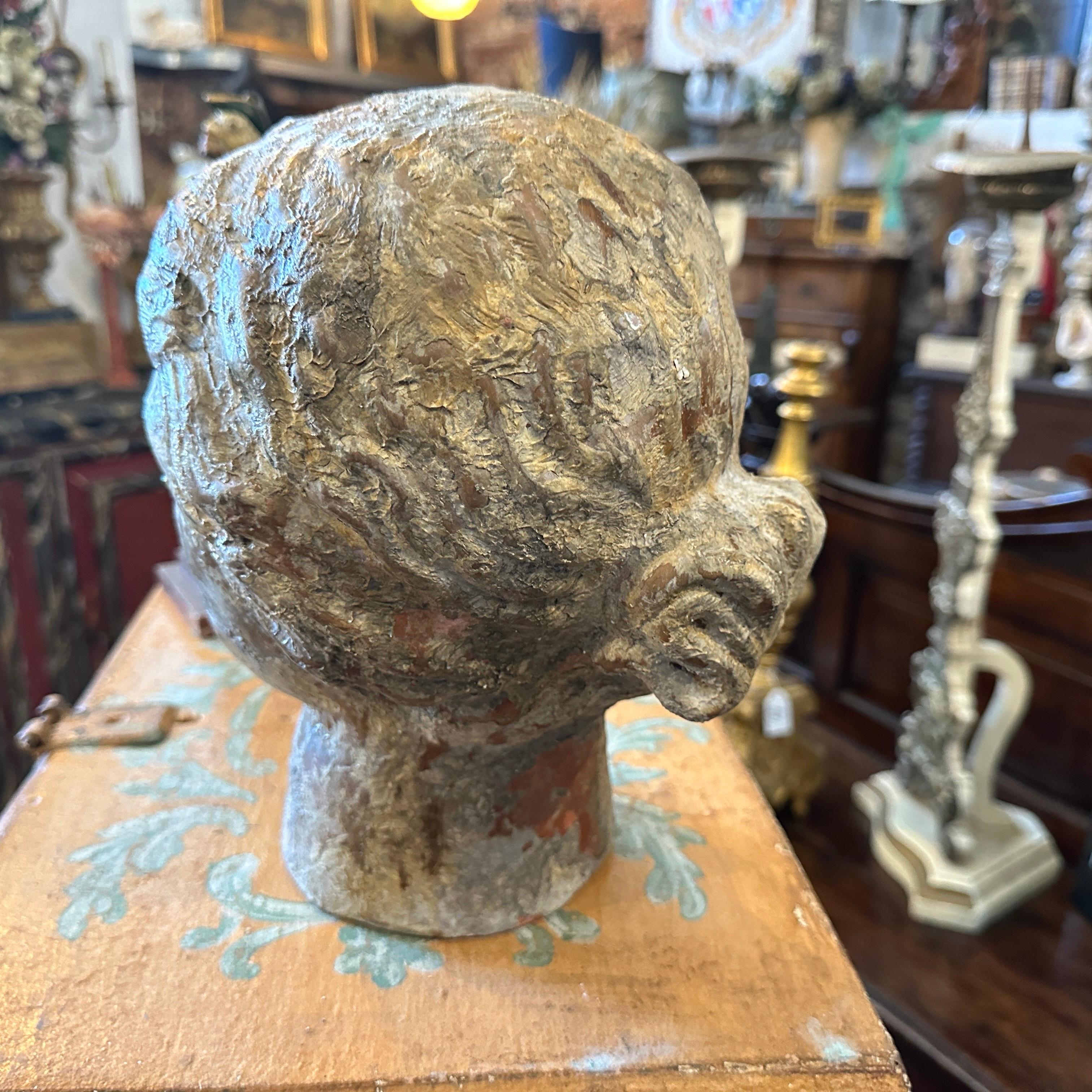 20th Century 1930s Greek Roman Style Hand-Crafted Terracotta Sicilian Woman Head For Sale