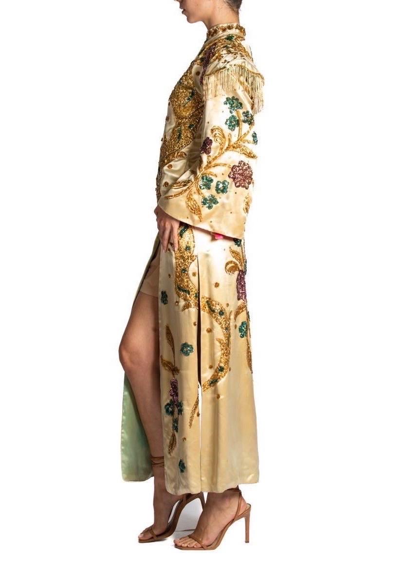 1930S Green & Earthtones Rayon Dye Long Slip Dress For Sale 6
