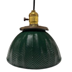 1930's Green Mercury Glass Industrial Pendant Light - 8 Available!