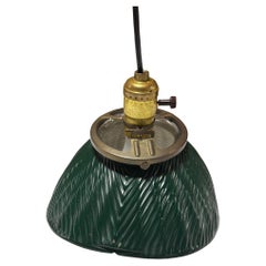 1930's Green Mercury Glass Industrial Pendant Light - 8 Available!