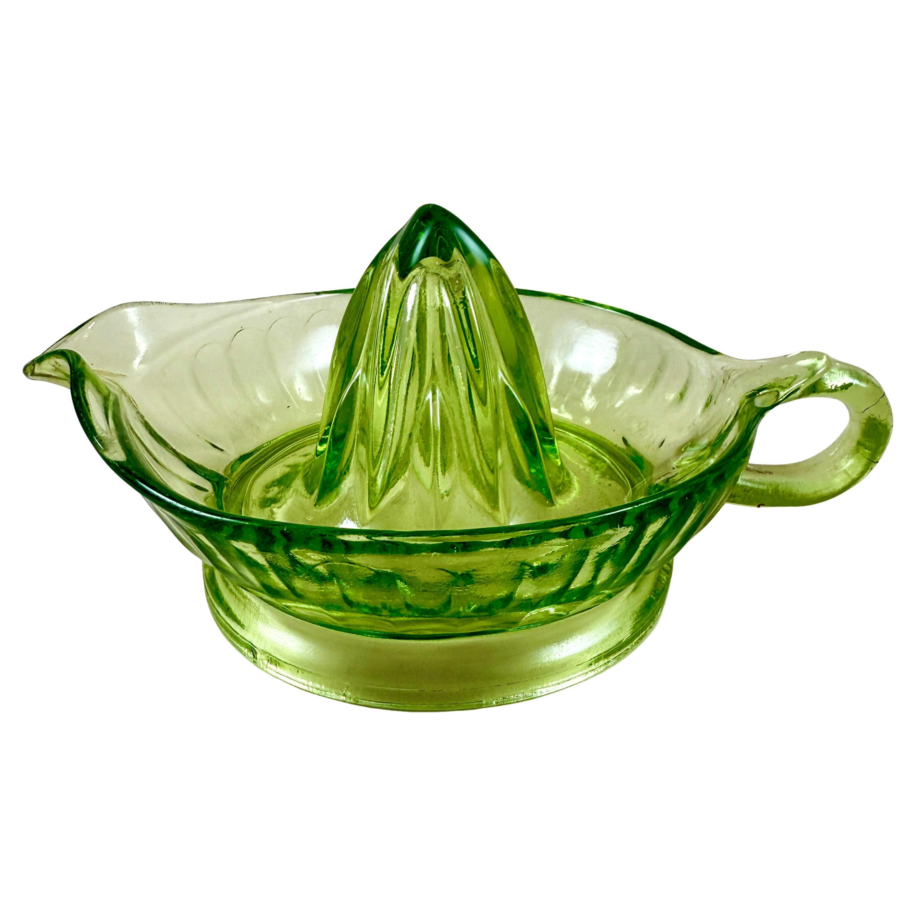 1930s Green Uranium Glass Citrus Reamer or Juicer