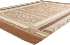 Alfombra finlandesa de tejido plano Greta Skogster-Lehtinen de 1920 con estilo nórdico moderno