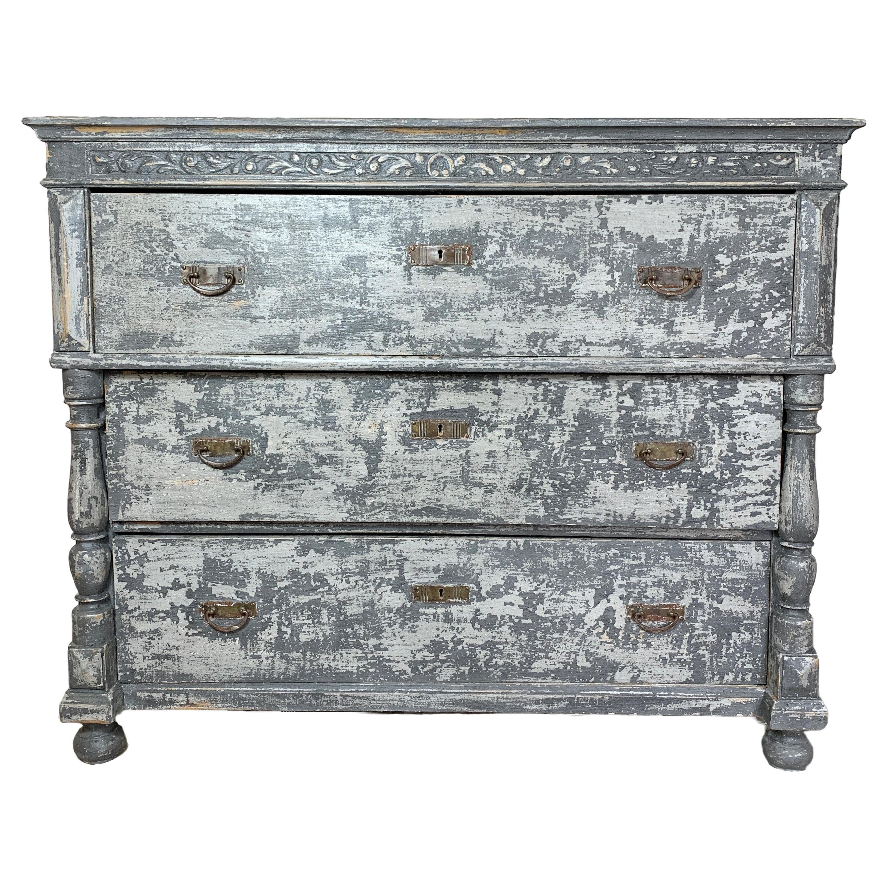 1930's Grey Painted Chest of Drawers,  French  For Sale