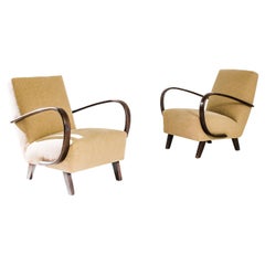 1930s H-410 Camel Color Armchairs by J. Halabala, a Pair