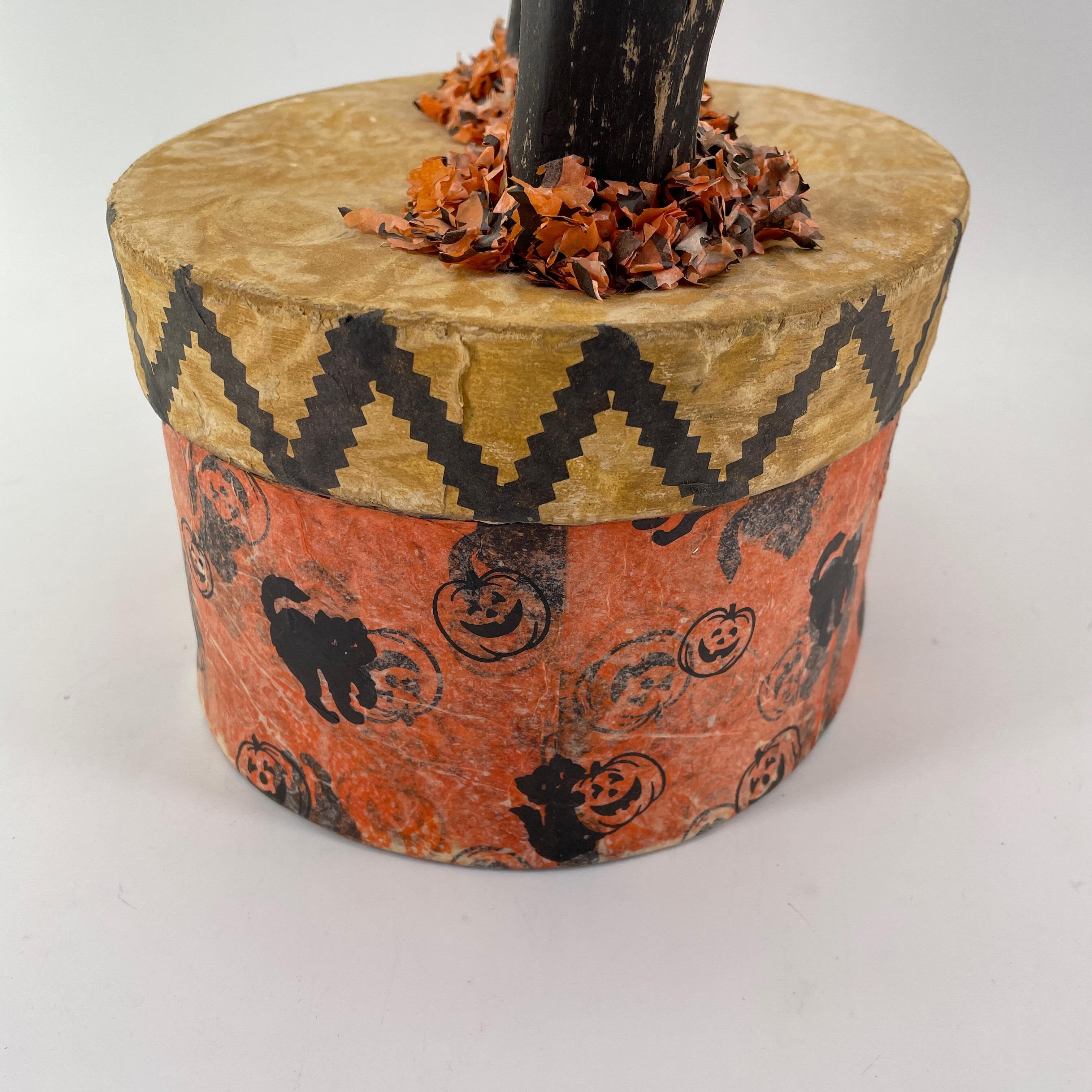 1930er Jahre Hallloween Papier Mache Schwarze Katze Candy Box Seltene amerikanische Mitte des Jahrhunderts im Angebot 6