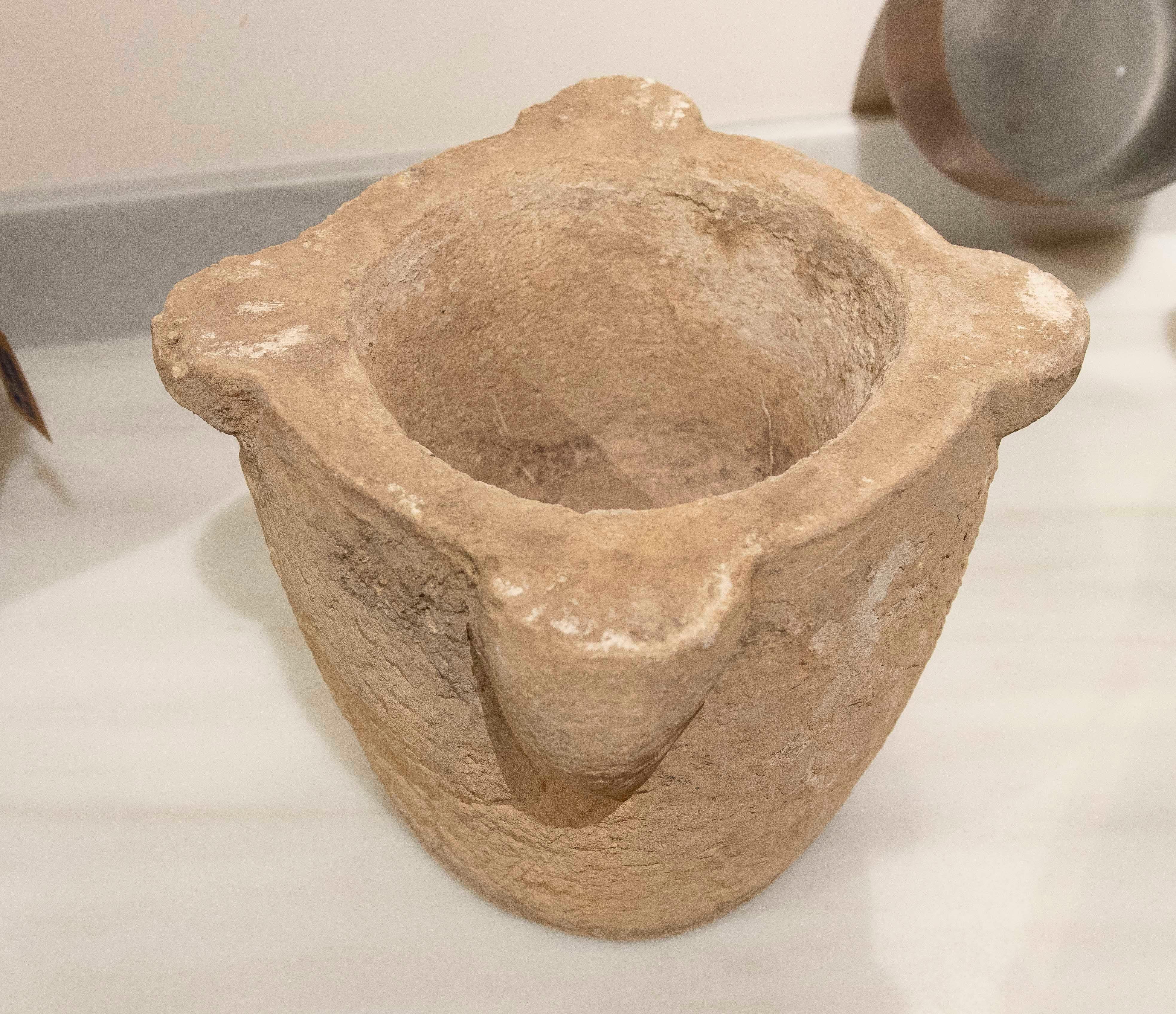1930s Hand Carved Pharmacy Stone Mortar For Sale 6