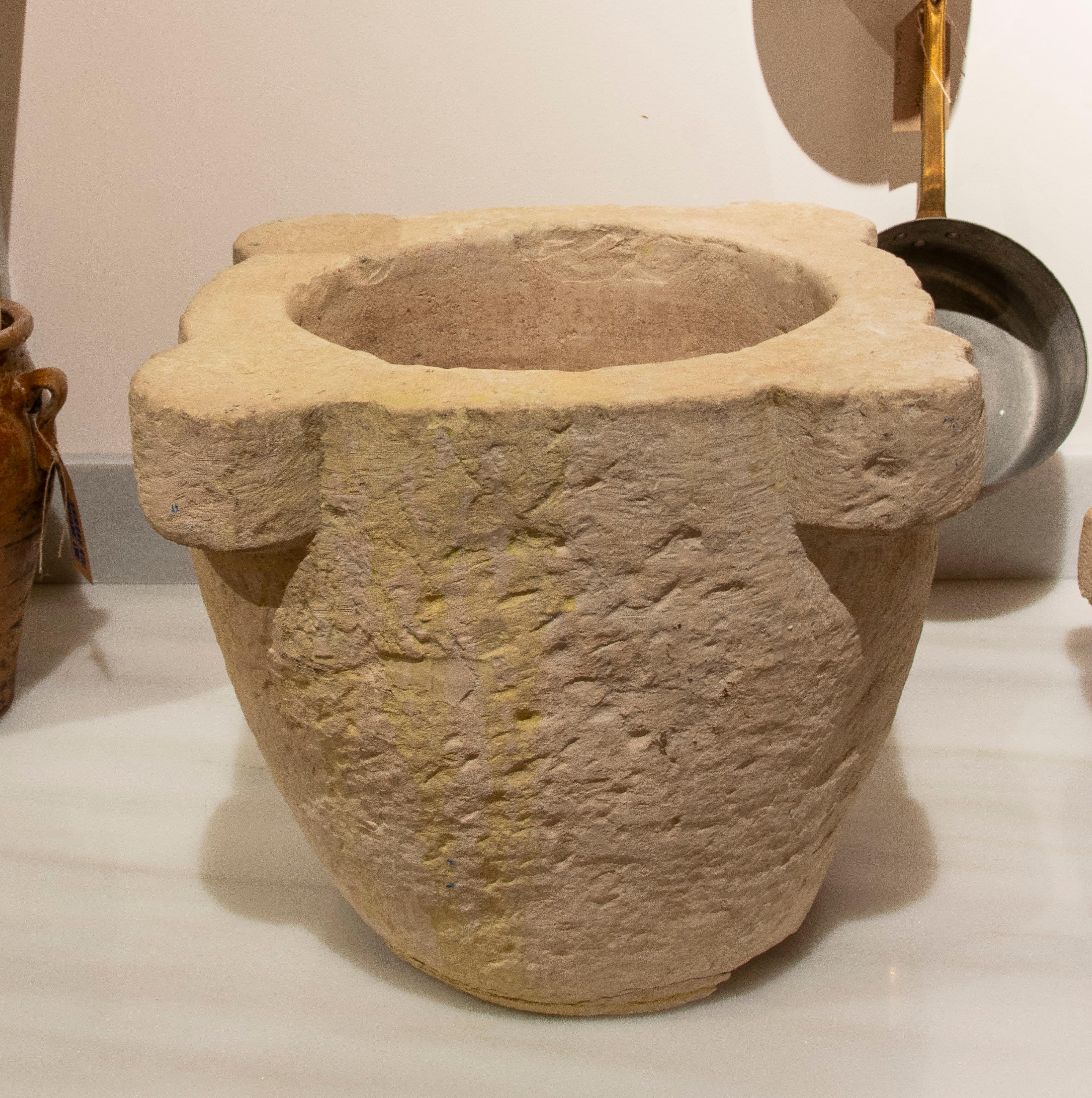 Spanish 1930s Hand-carved Pharmacy Stone Mortar For Sale