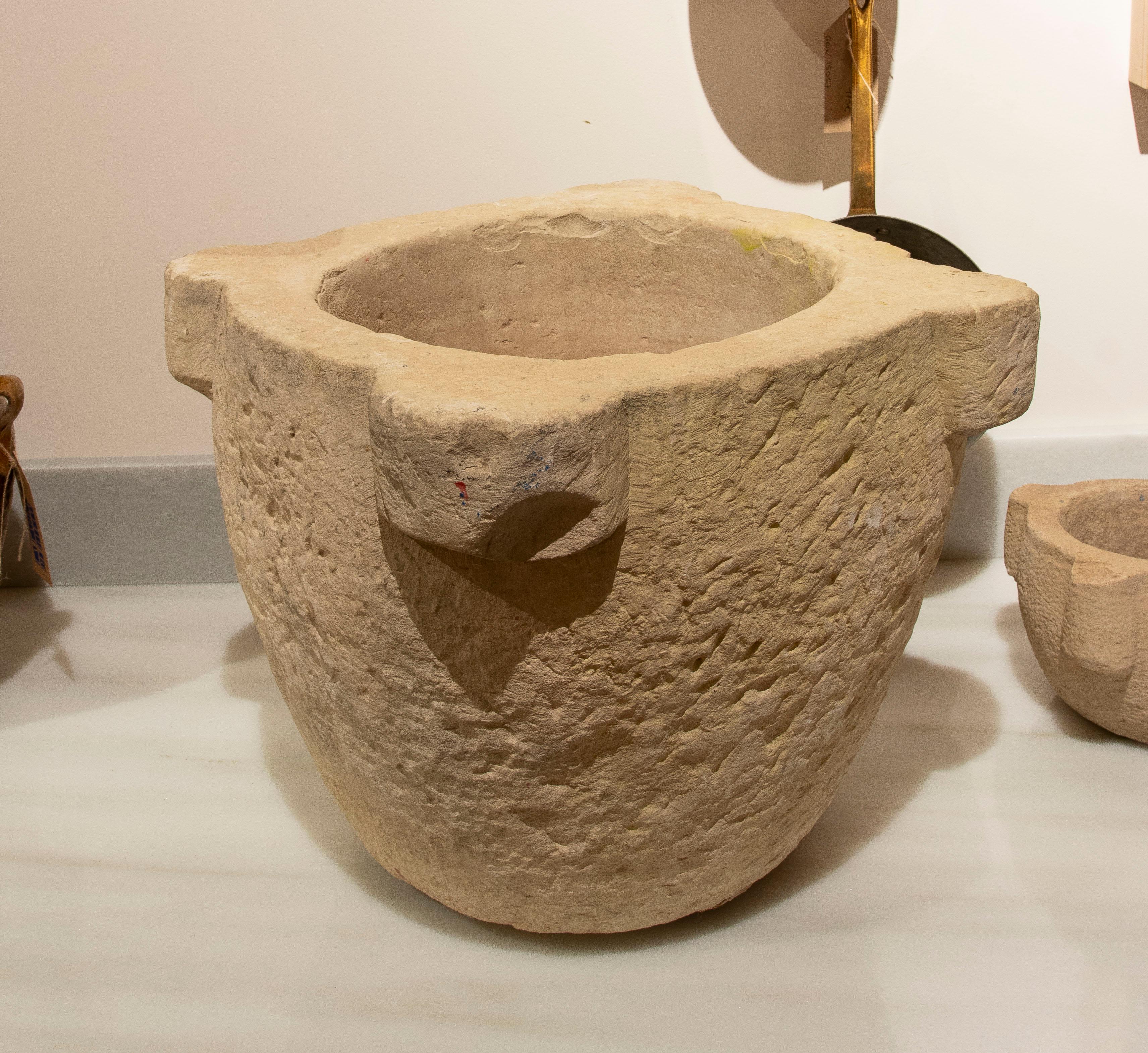 20th Century 1930s Hand-carved Pharmacy Stone Mortar For Sale