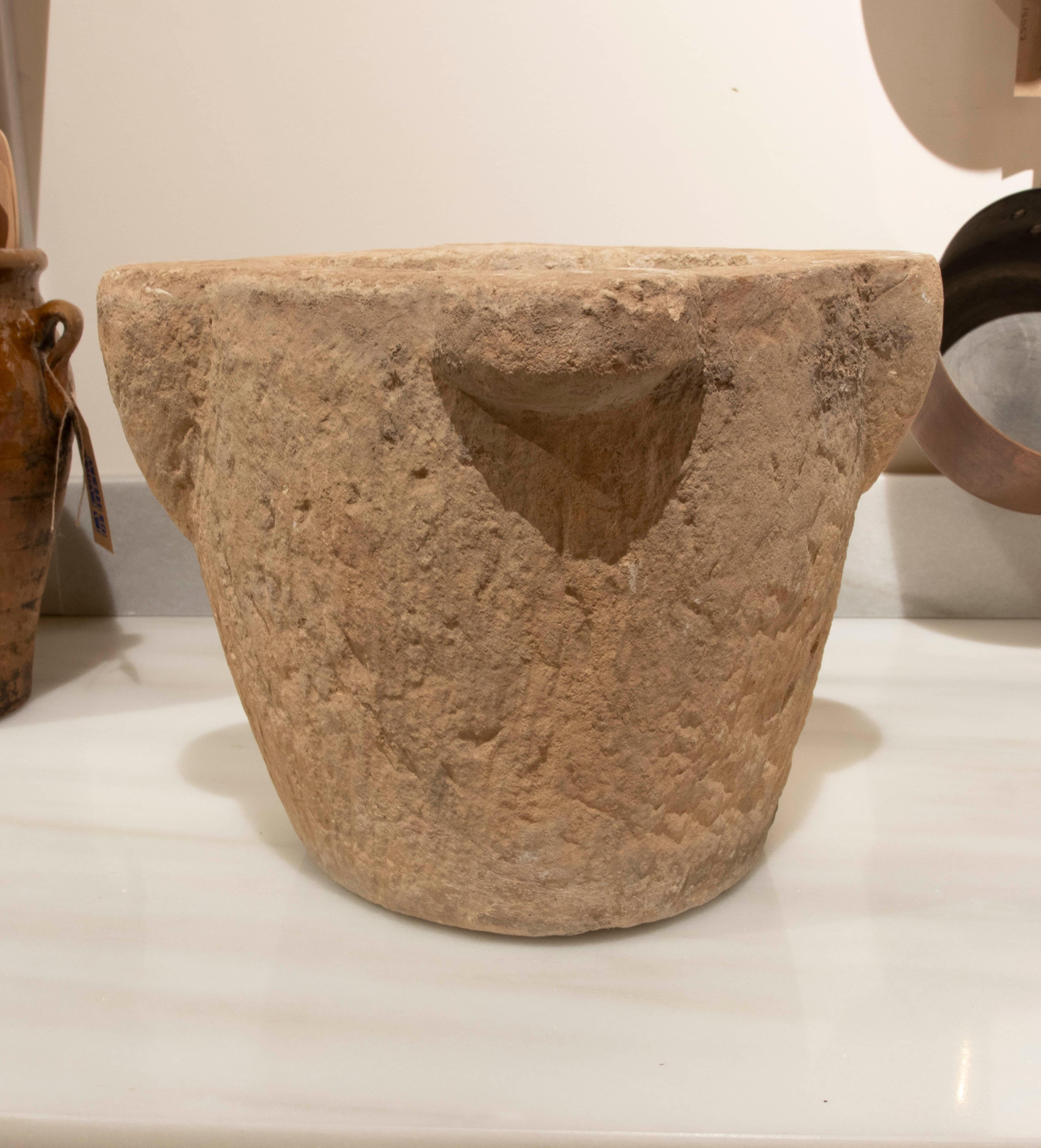 1930s Hand Carved Pharmacy Stone Mortar For Sale 2