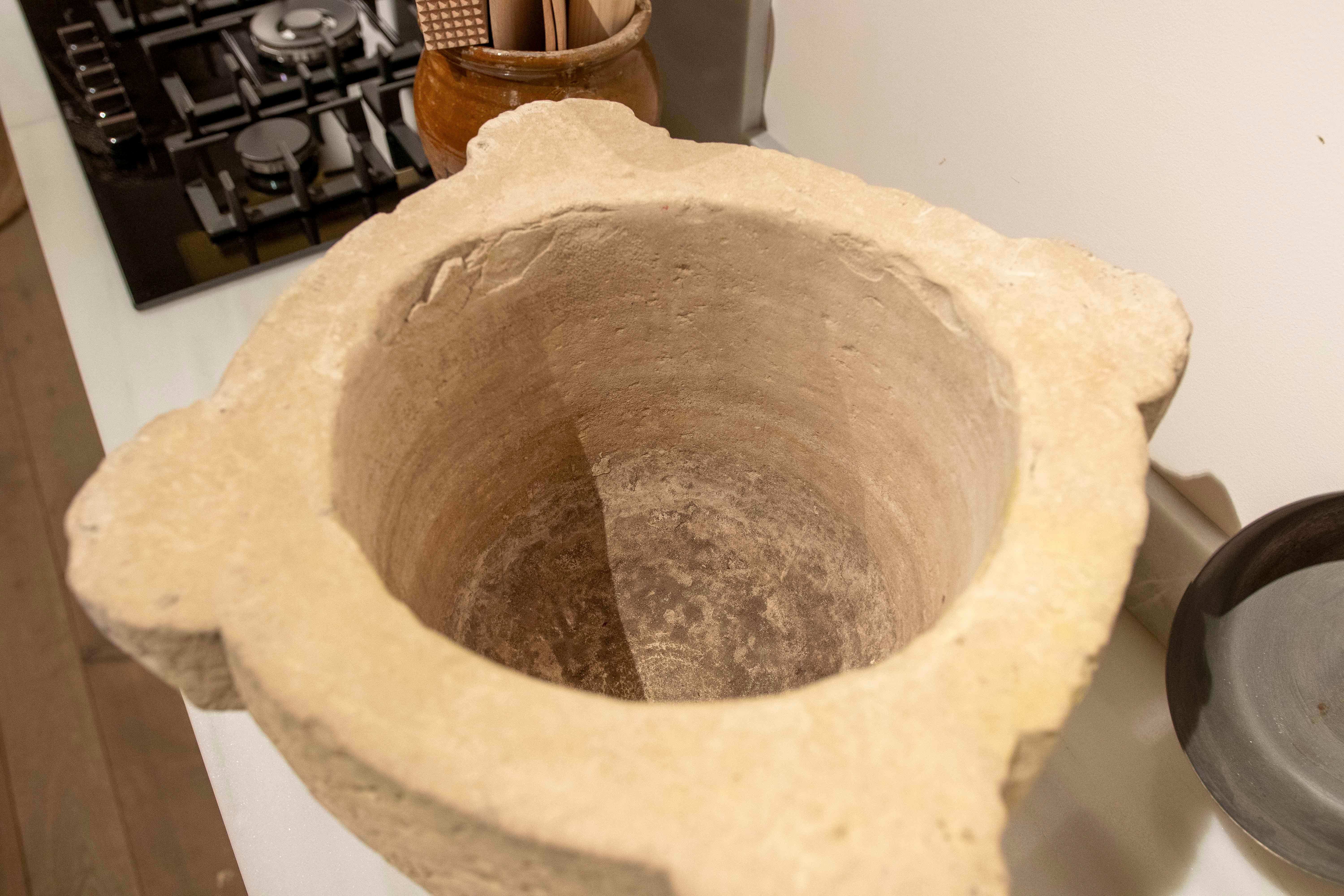 1930s Hand-carved Pharmacy Stone Mortar For Sale 3