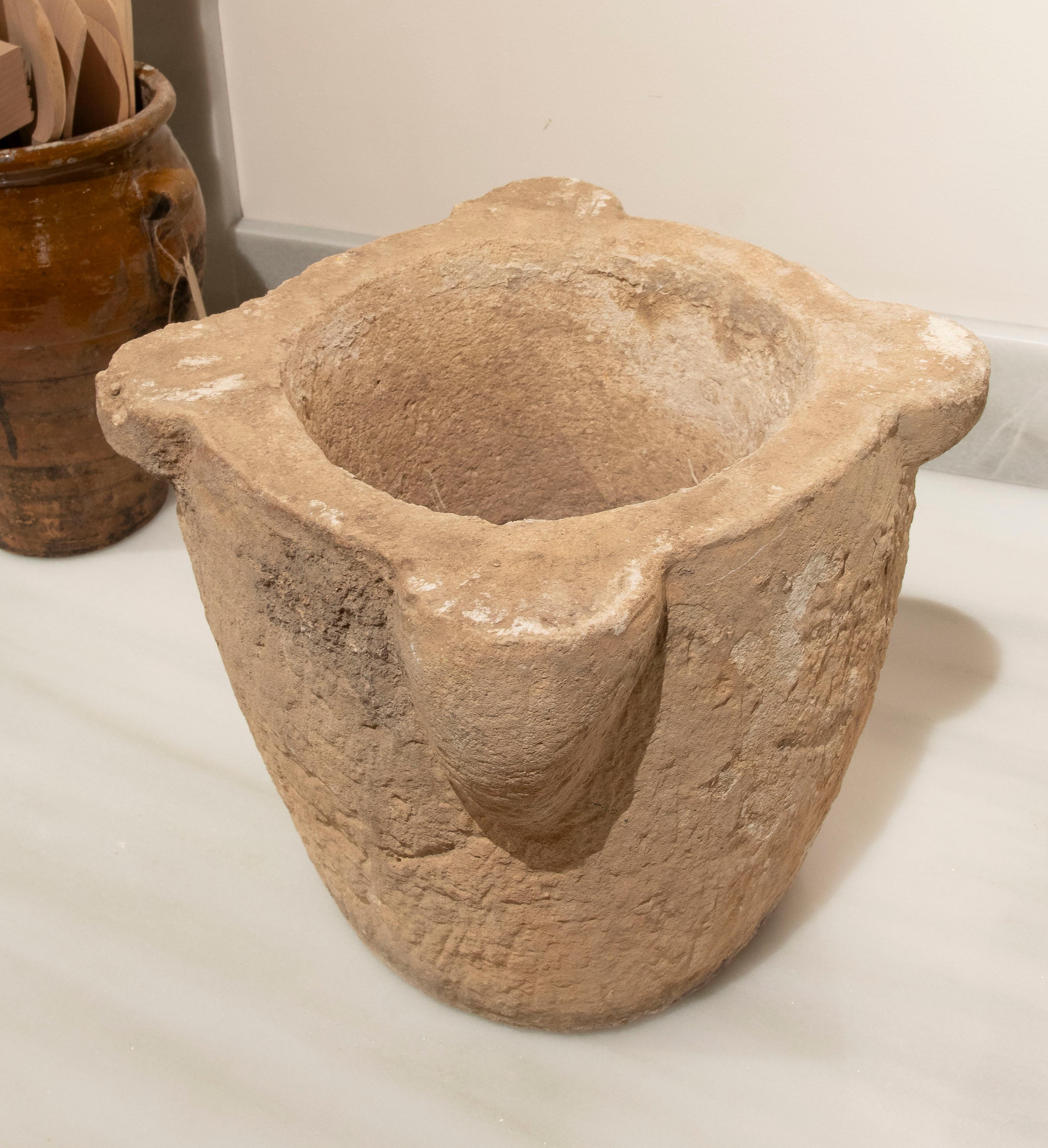 1930s Hand Carved Pharmacy Stone Mortar For Sale 5