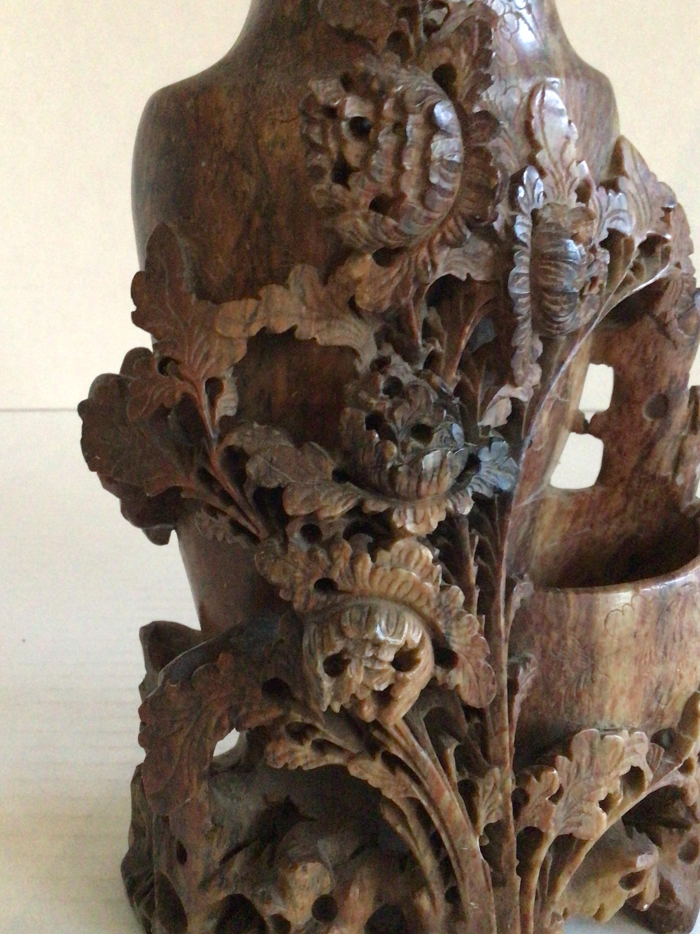 Saponaria Vaso in pietra ollare intagliato a mano del 1930 in vendita