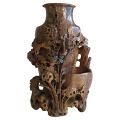 1930s Hand-Carved Soapstone Vase