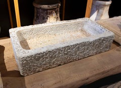 1930s Hand Carved Spanish Rectangular Stone Flower Pot