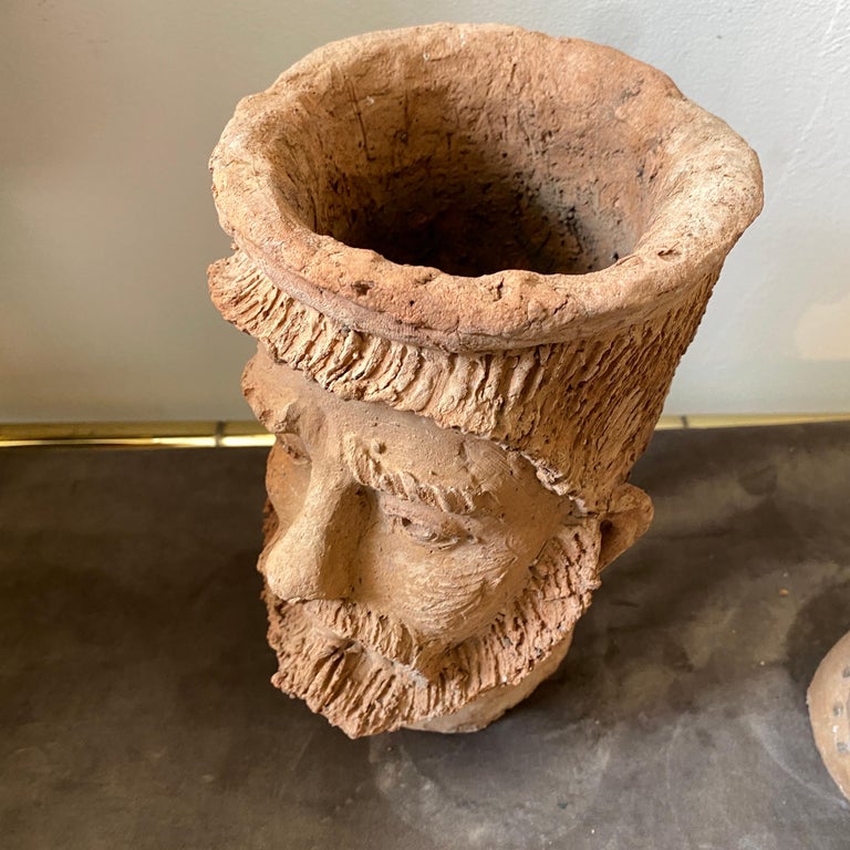 1930s HandCrafted Terracotta Sicilian Moro Head Vases at 1stDibs