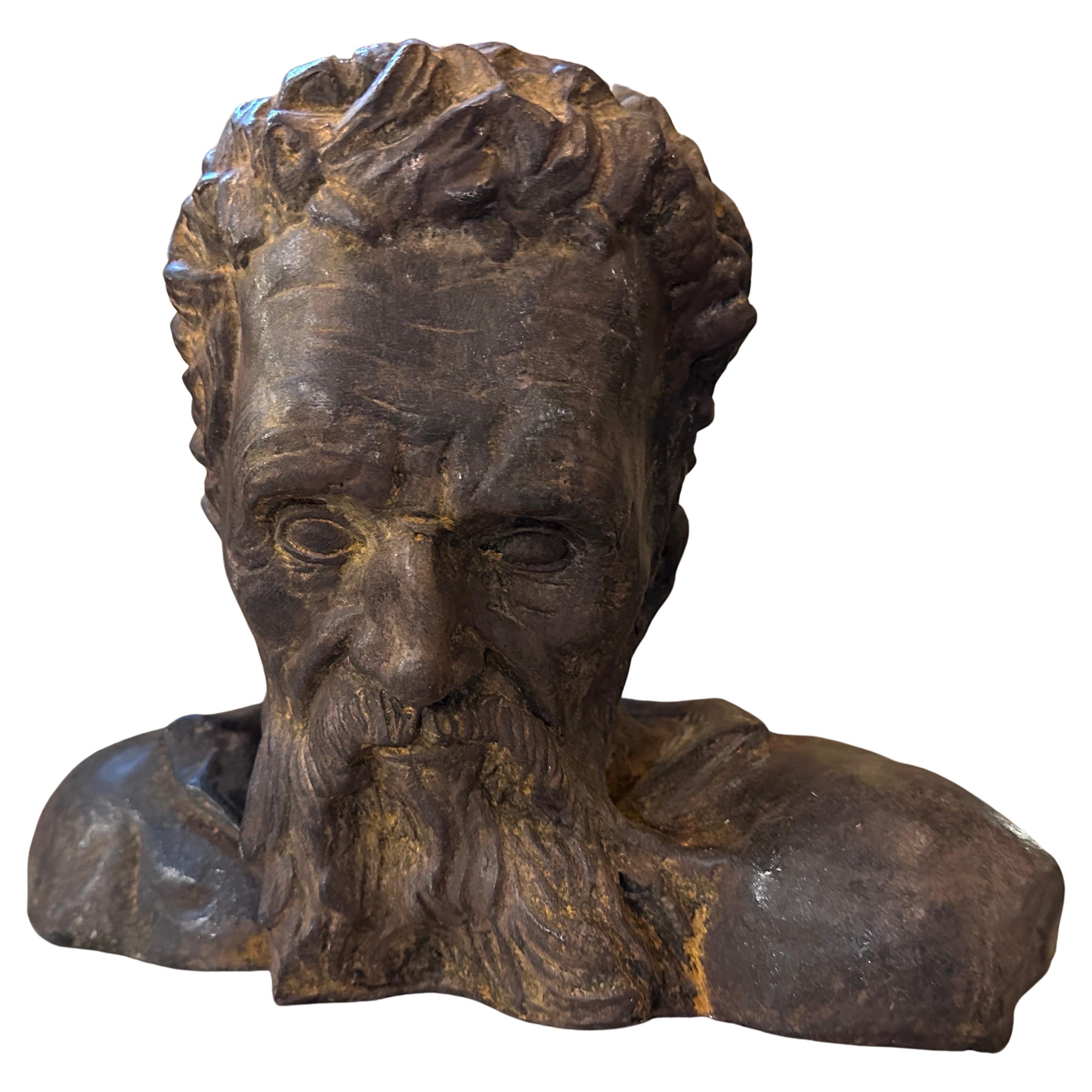 An Hand-crafted Terracotta Sculpture of an Old Man Bust in original patina with signs of use and age hand-cratfted in Sicily in the first half of 20th century.
This terracotta of an old man bust, is a remarkable piece of art with historical and