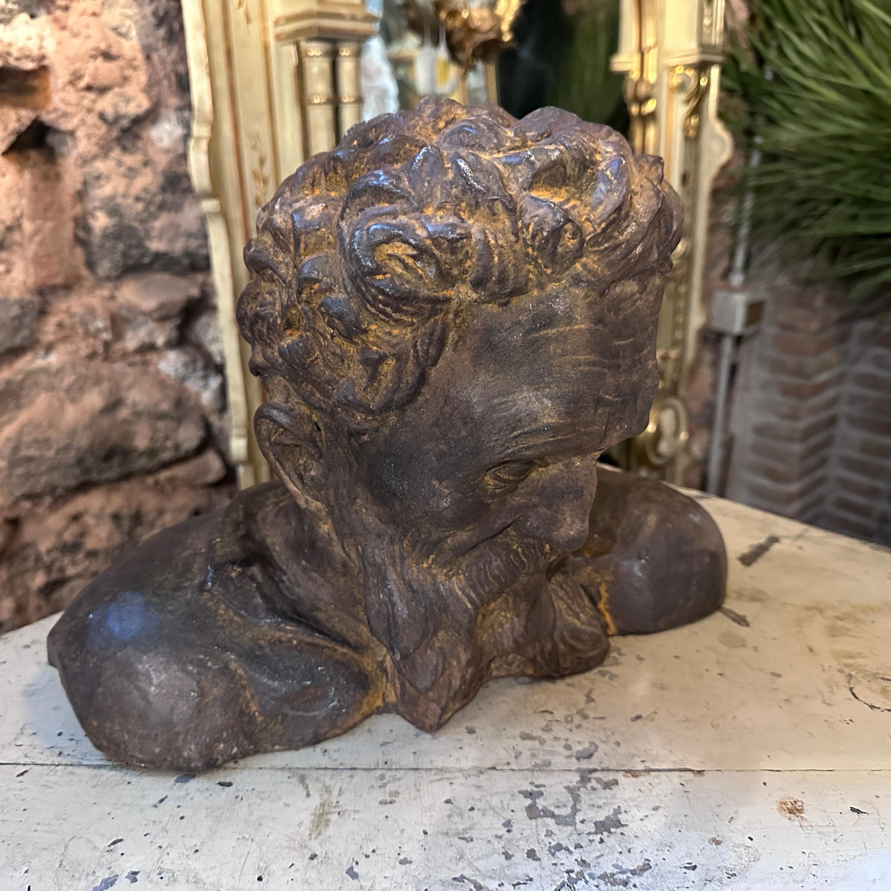 Neoclassical Revival 1930s Hand-crafted Terracotta Sicilian Sculpture of an Old Man Bust For Sale