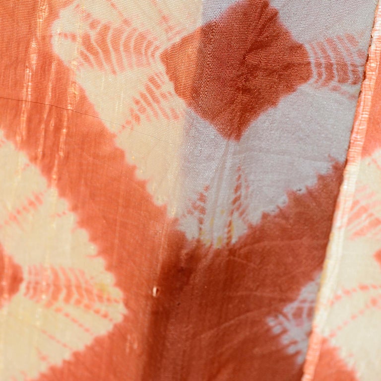 1930s Hand Dyed Kimono Japanese Shibori Silk Orange Minimalist Robe or