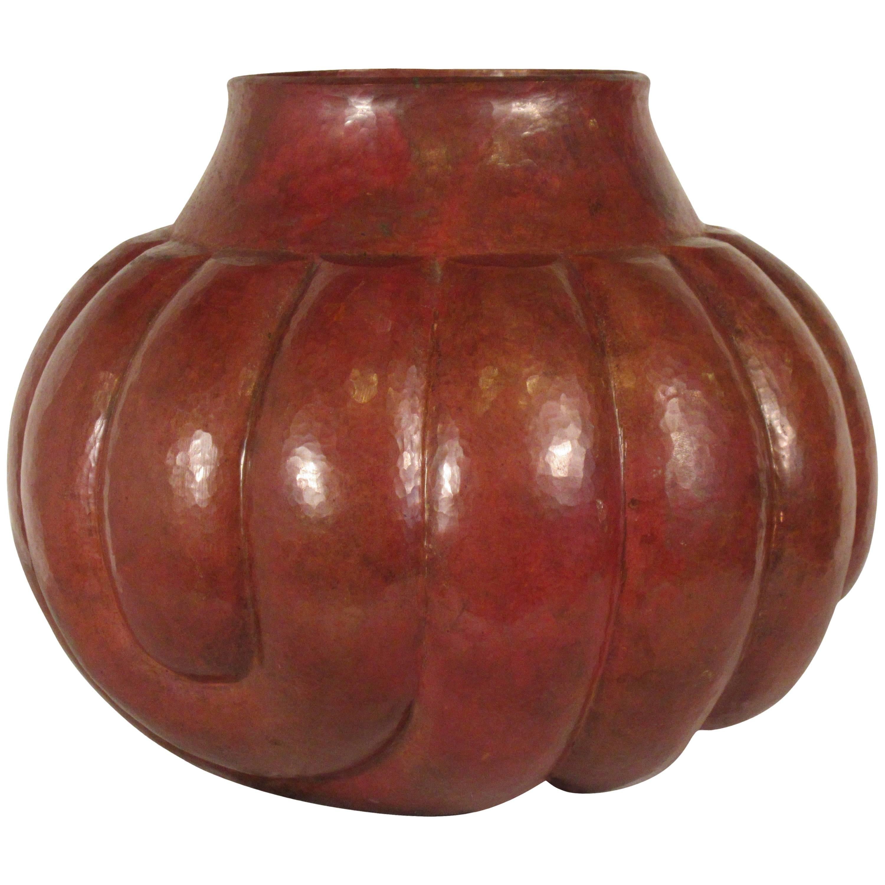 Tall Italian Hammered Copper Vase at 1stdibs