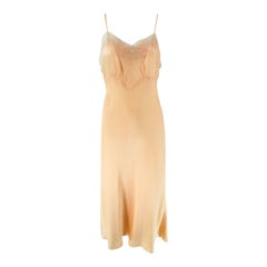 1930s Hand Look Pfirsich Seide Applique Bias Cut Slip 36