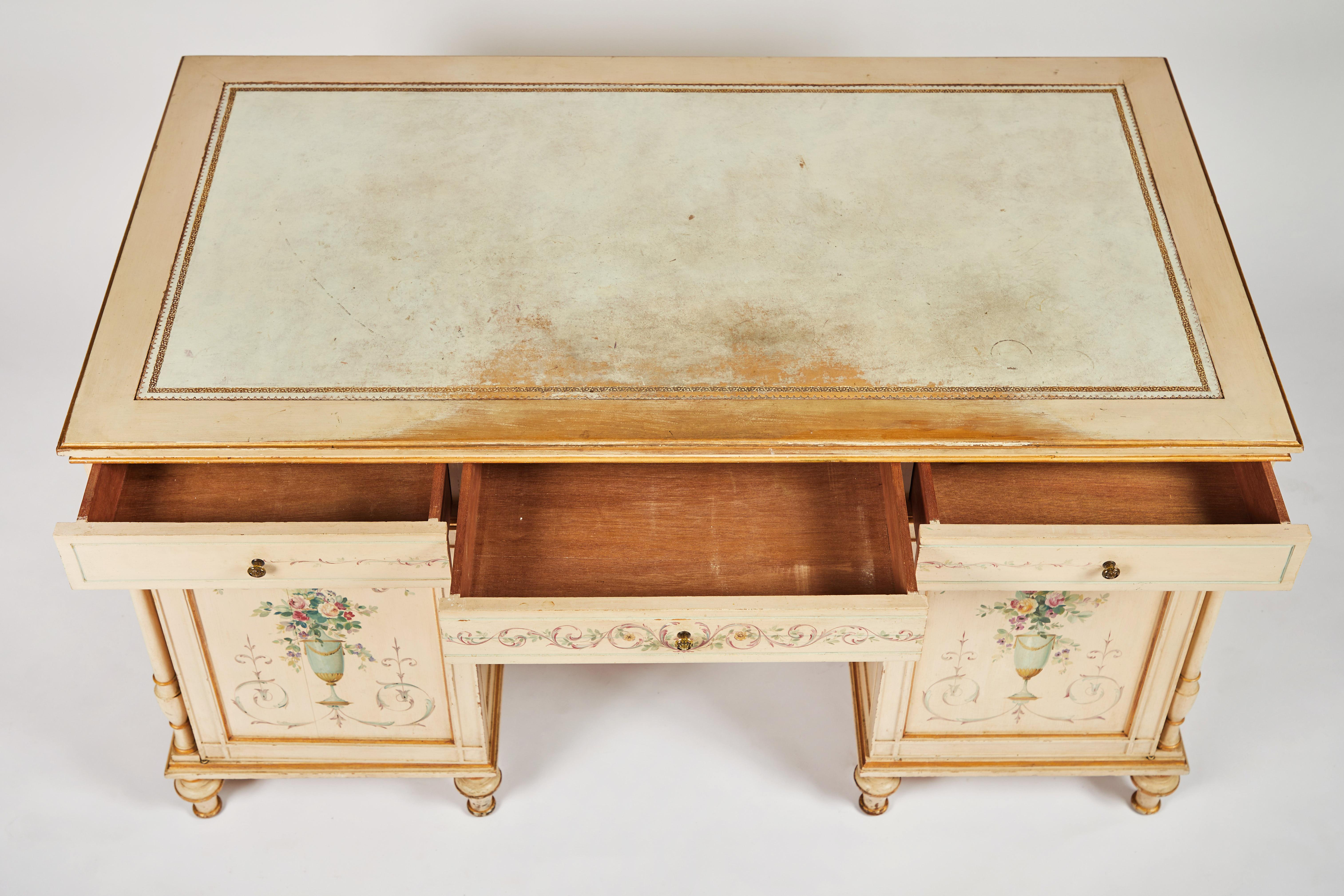 American 1930s Hand Painted Desk in the Continental Style
