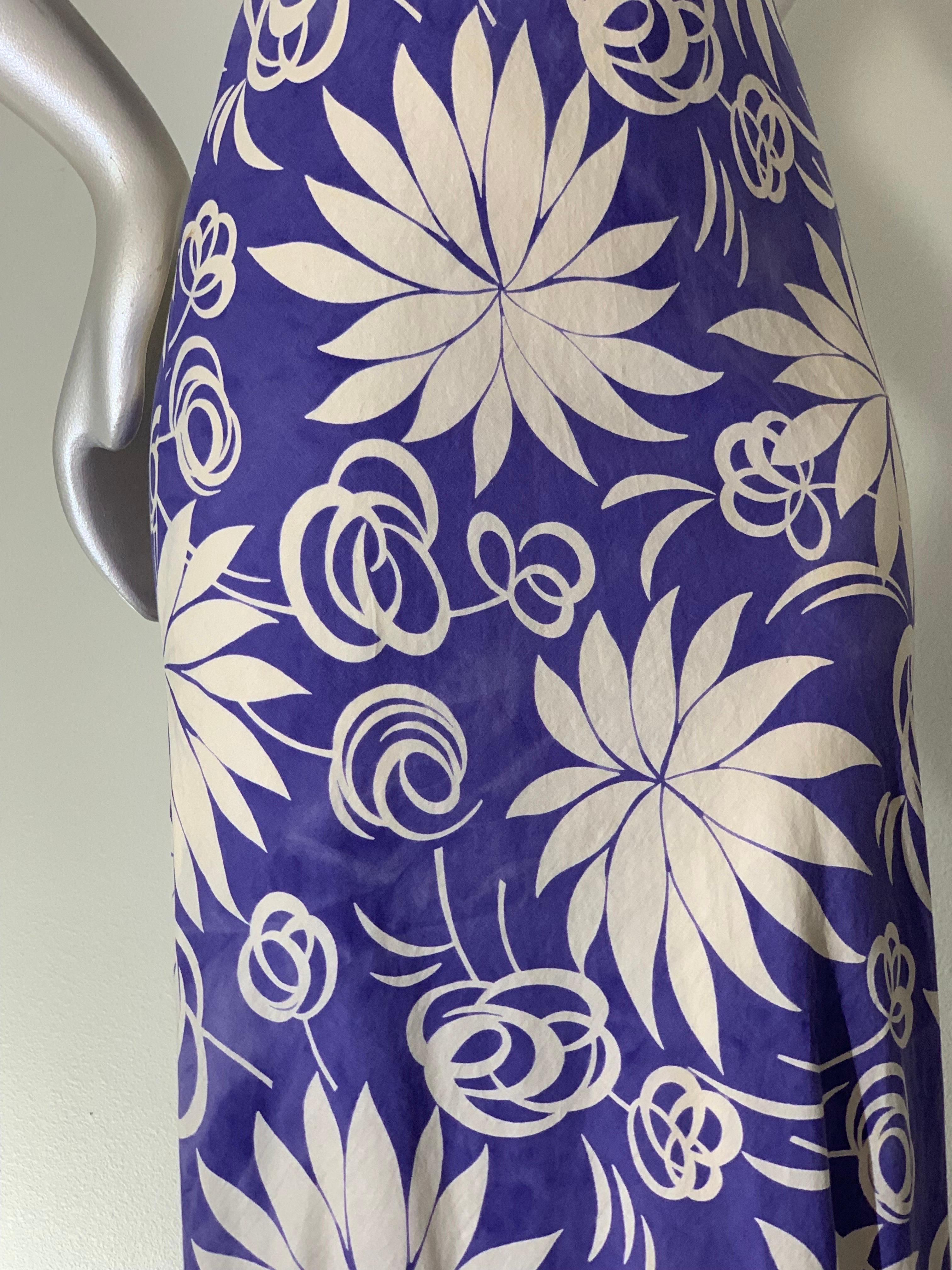 1930s Handkerchief Cotton Summer Floral Print Bias-Cut Gown w Braid Straps For Sale 10