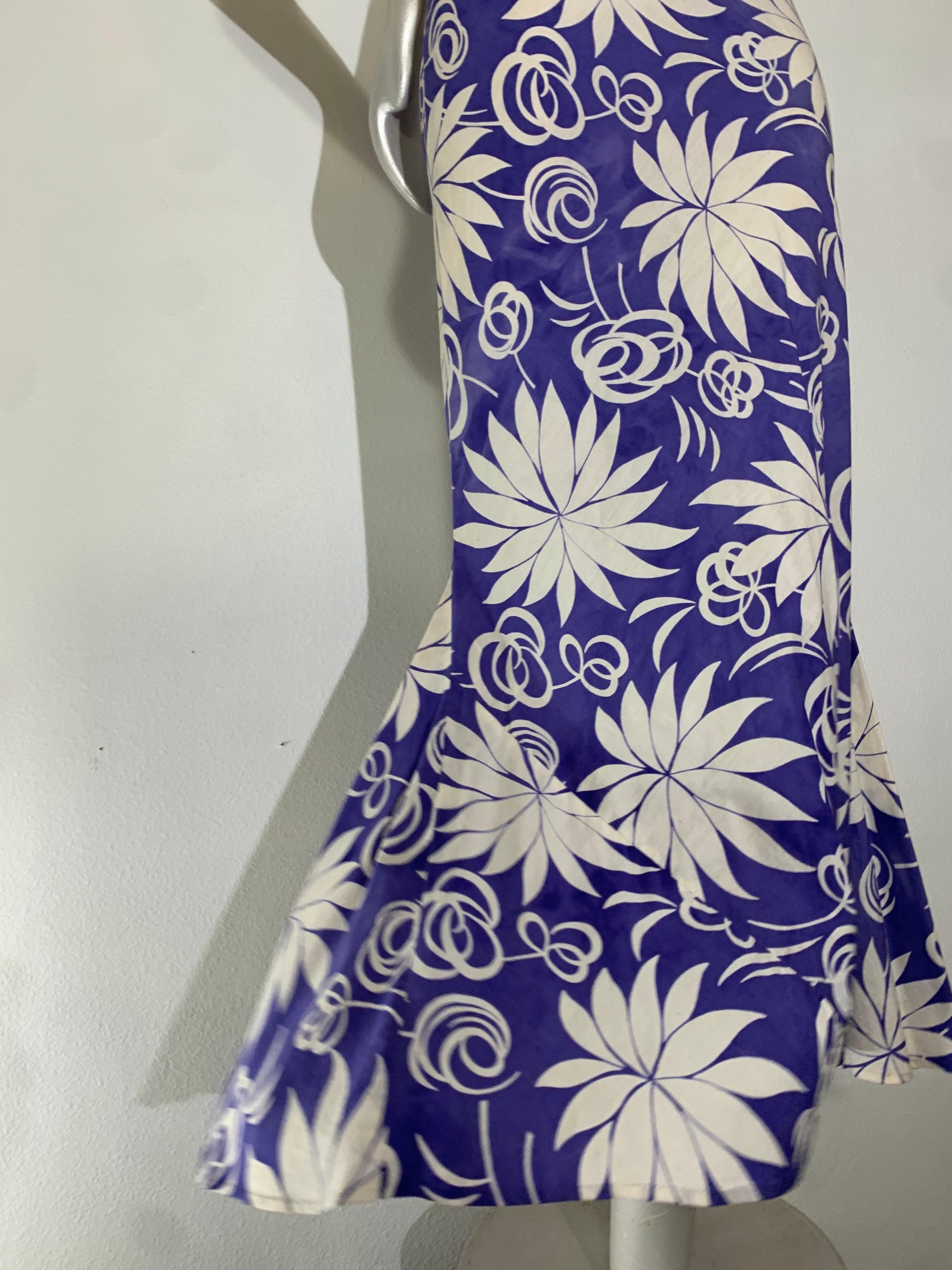 1930s Handkerchief Cotton Summer Floral Print Bias-Cut Gown w Braid Straps For Sale 3