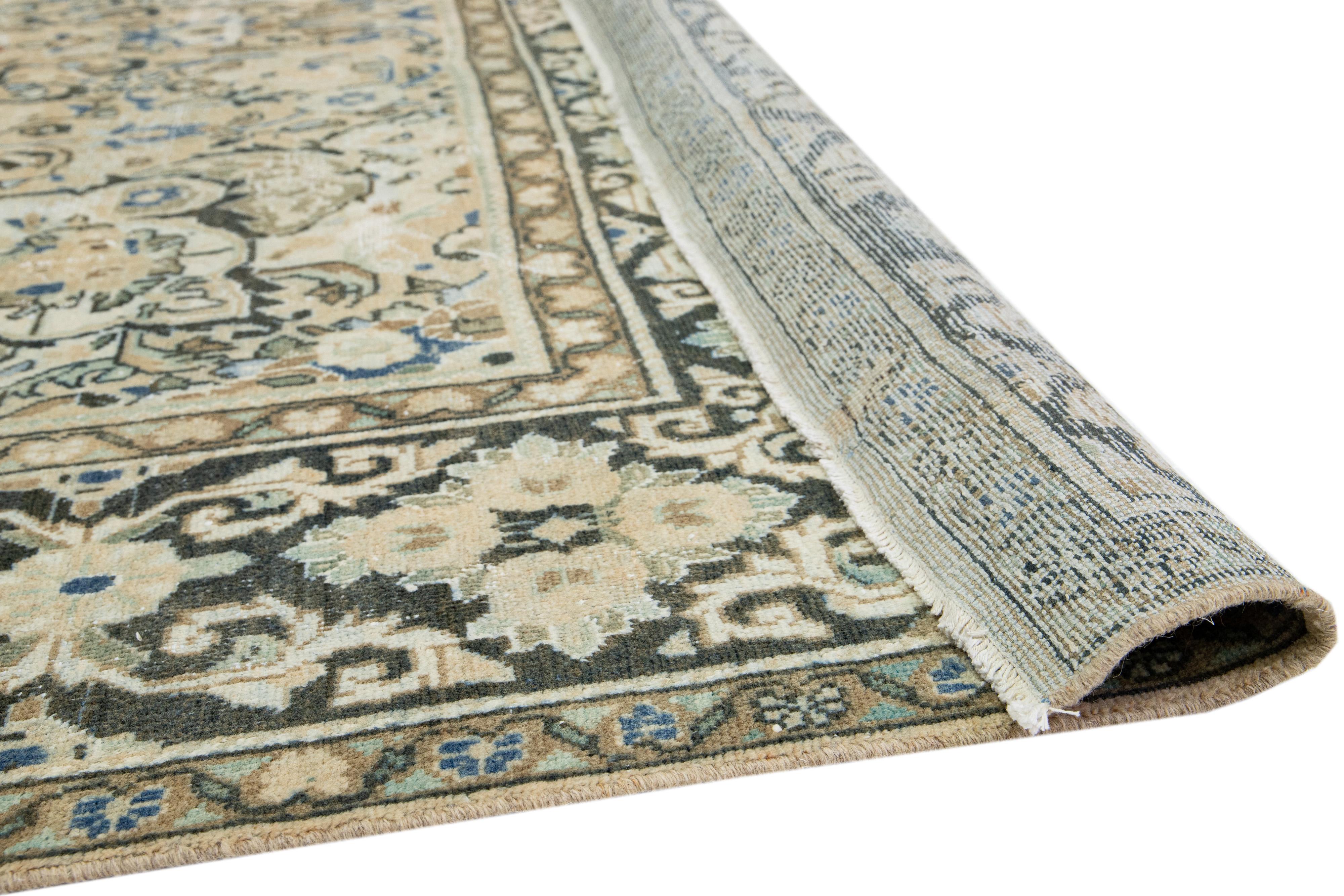 Islamic 1930's Handmade Persian Mahal Wool Rug Featuring an Allover Blue Pattern  For Sale