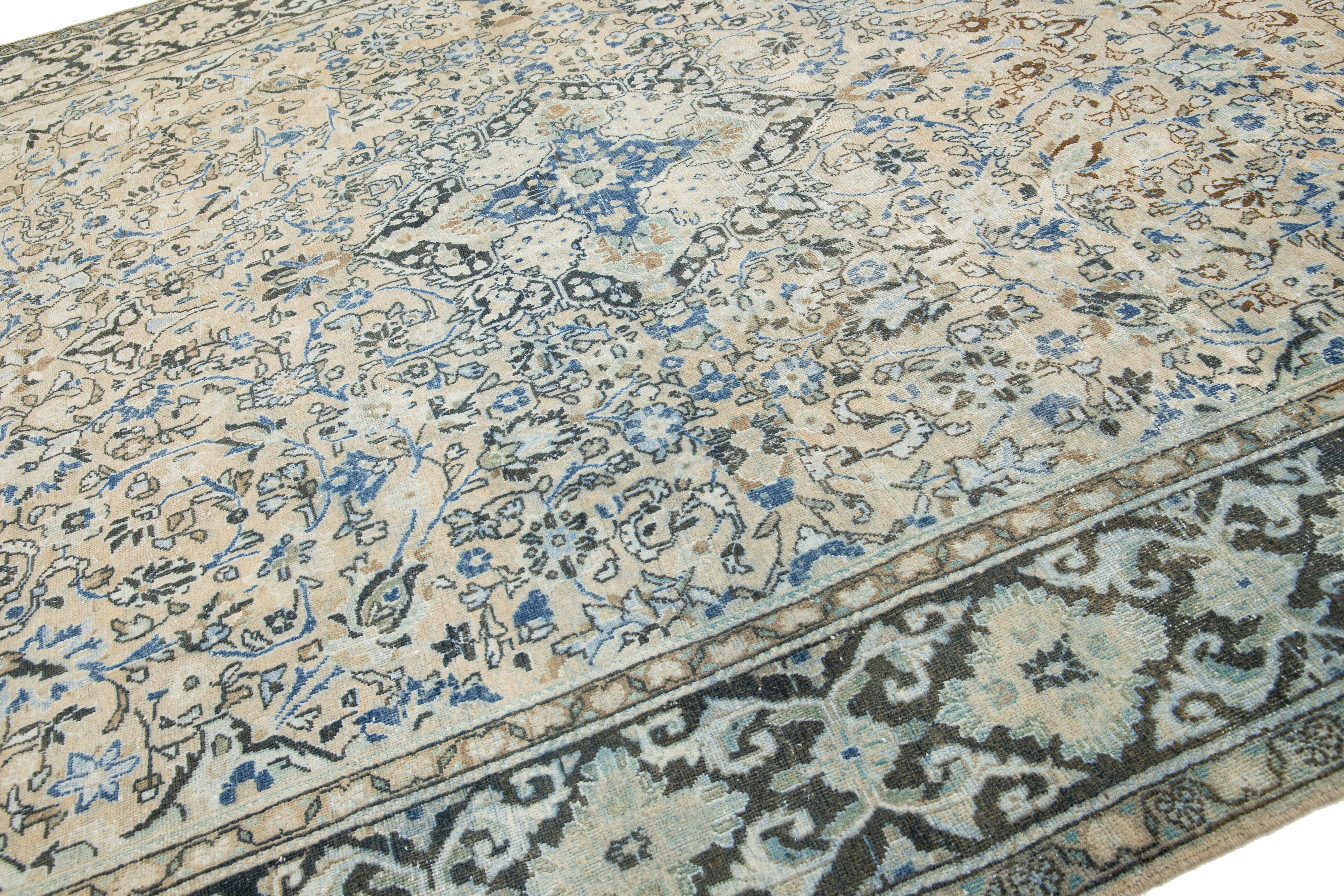 Hand-Knotted 1930's Handmade Persian Mahal Wool Rug Featuring an Allover Blue Pattern  For Sale