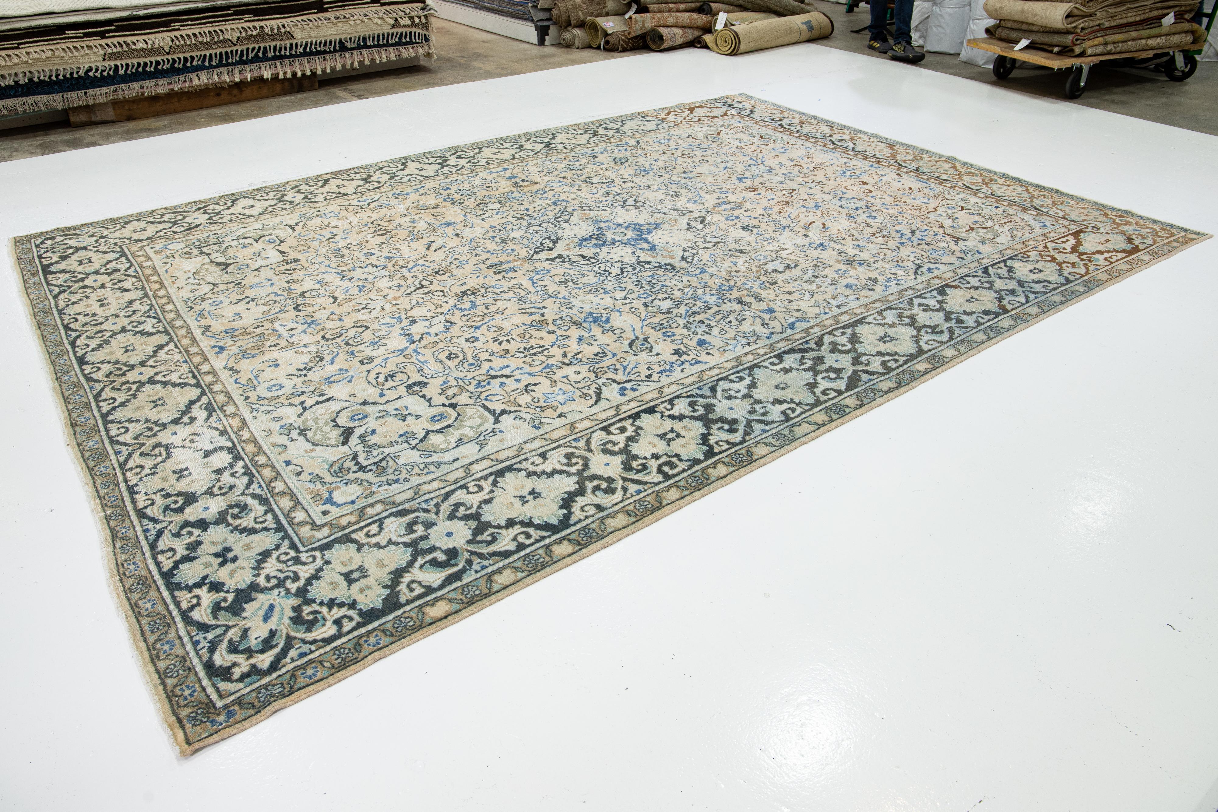 20th Century 1930's Handmade Persian Mahal Wool Rug Featuring an Allover Blue Pattern  For Sale