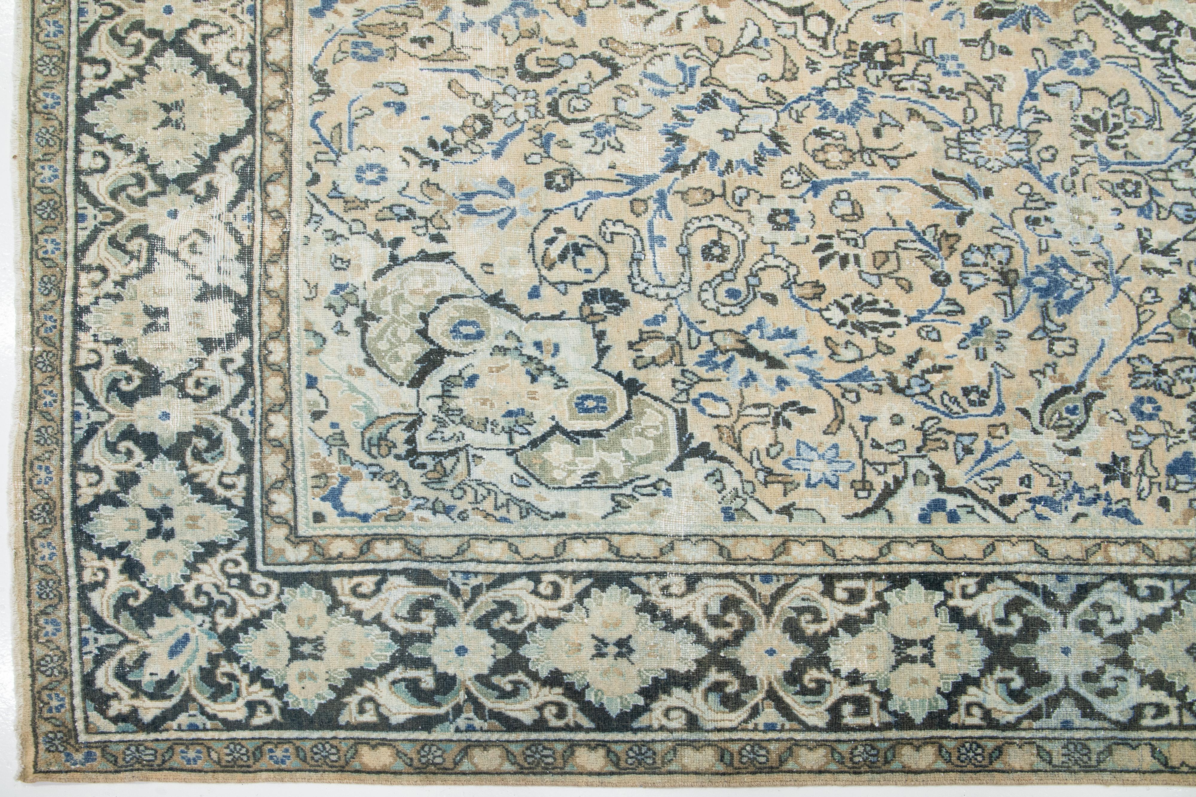 1930's Handmade Persian Mahal Wool Rug Featuring an Allover Blue Pattern  For Sale 1