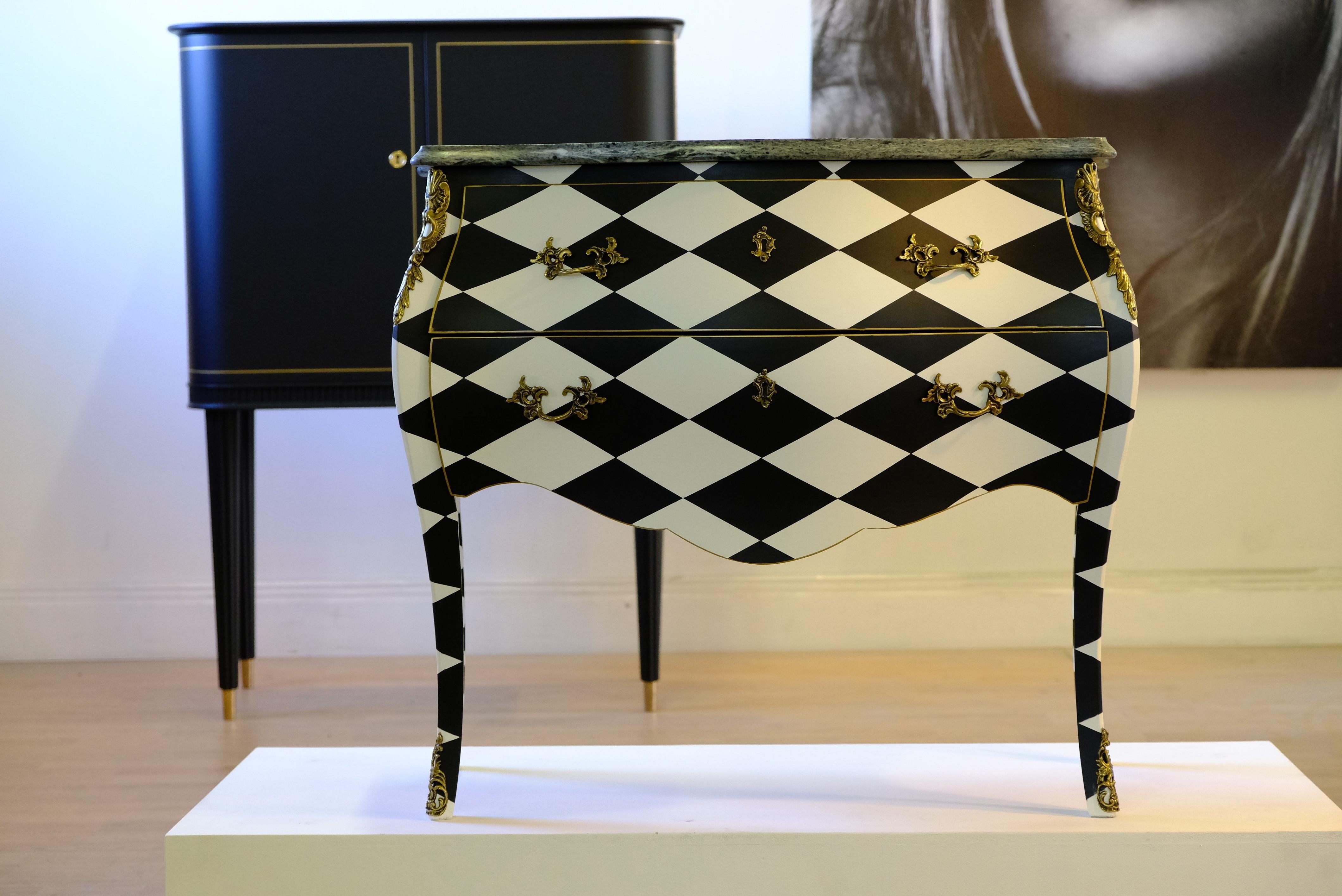 Mid-20th Century 1930's Harlequin Louis XV Style Commode For Sale