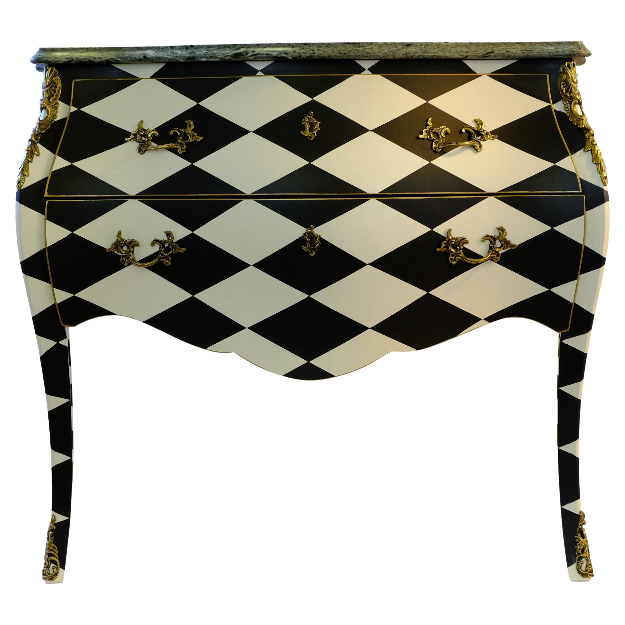 1930's Harlequin Louis XV Style Commode For Sale