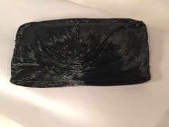 1930's Hattie Carnegie Black Oversized Bugle Beaded Clutch