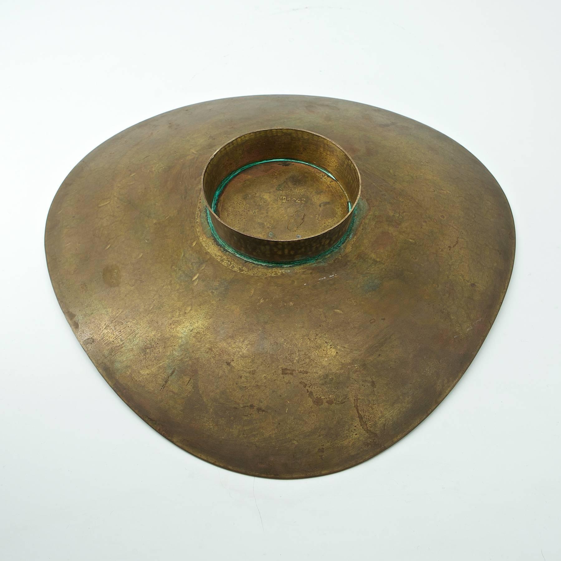 Bauhaus 1930s Hayno Focken No.1042 Triangle Brass Footed Bowl Dish Midcentury Pearson