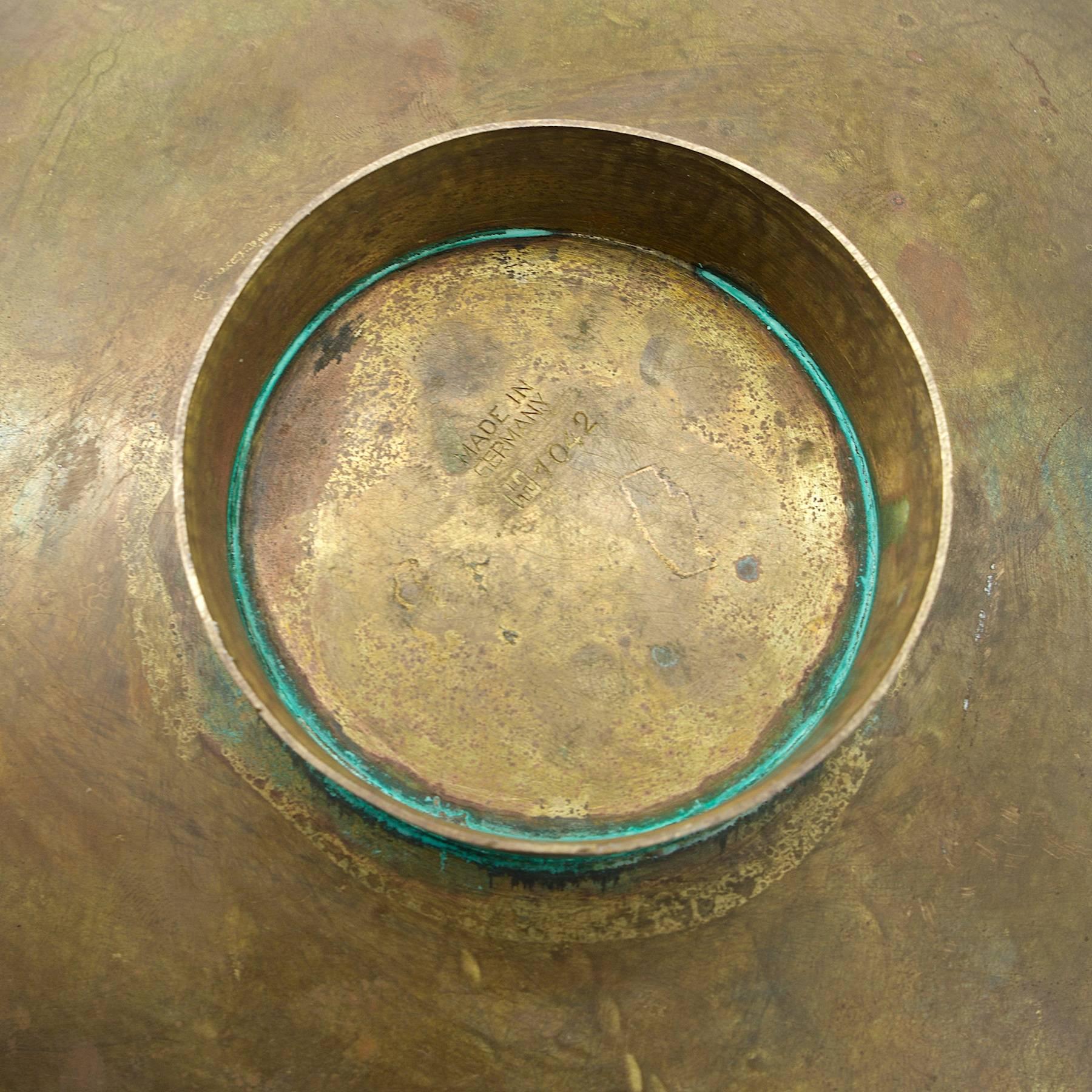 1930s Hayno Focken No.1042 Triangle Brass Footed Bowl Dish Midcentury Pearson 1