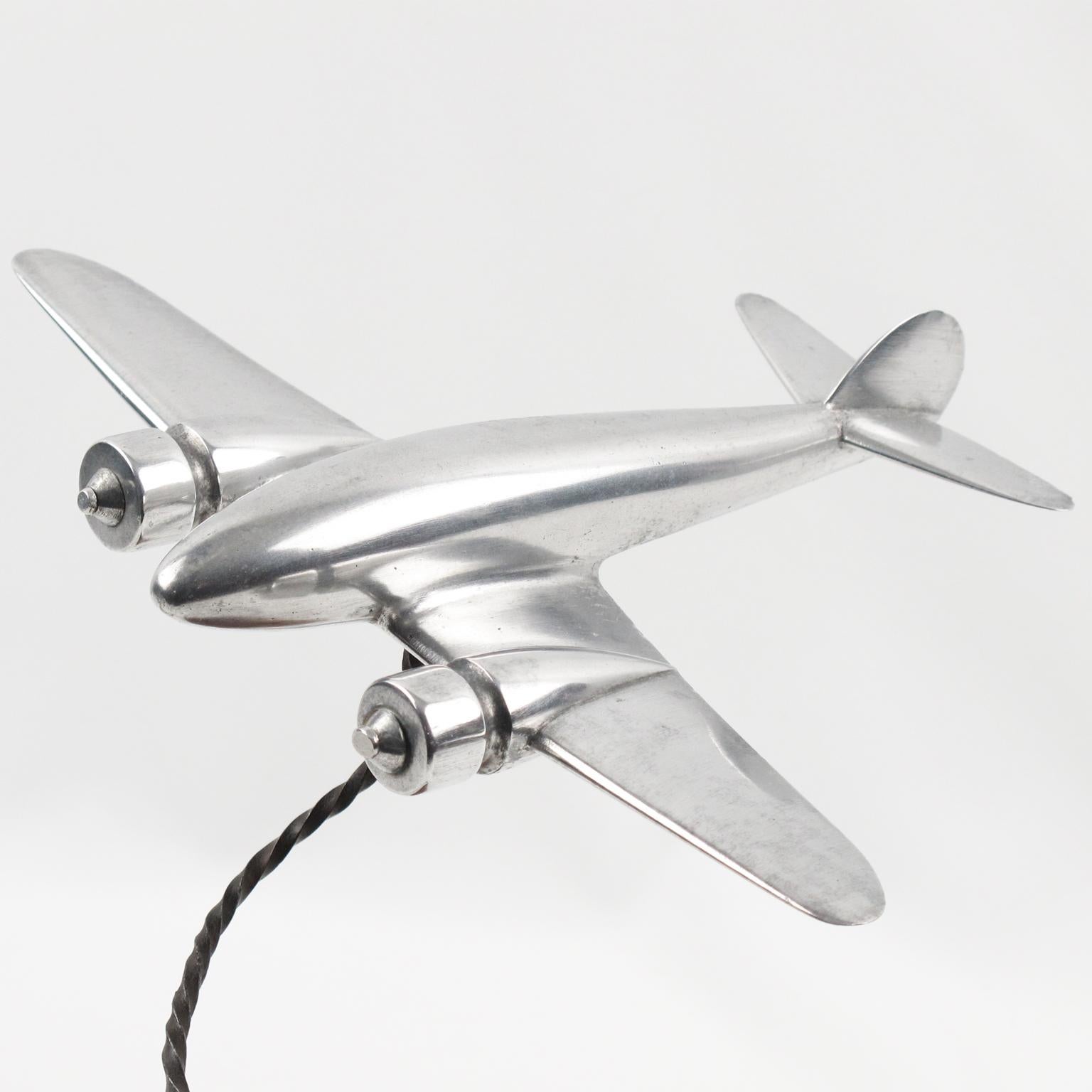 1930s Heinkel 111 Airplane Aviation Model Aluminum and Wood In Excellent Condition In Atlanta, GA