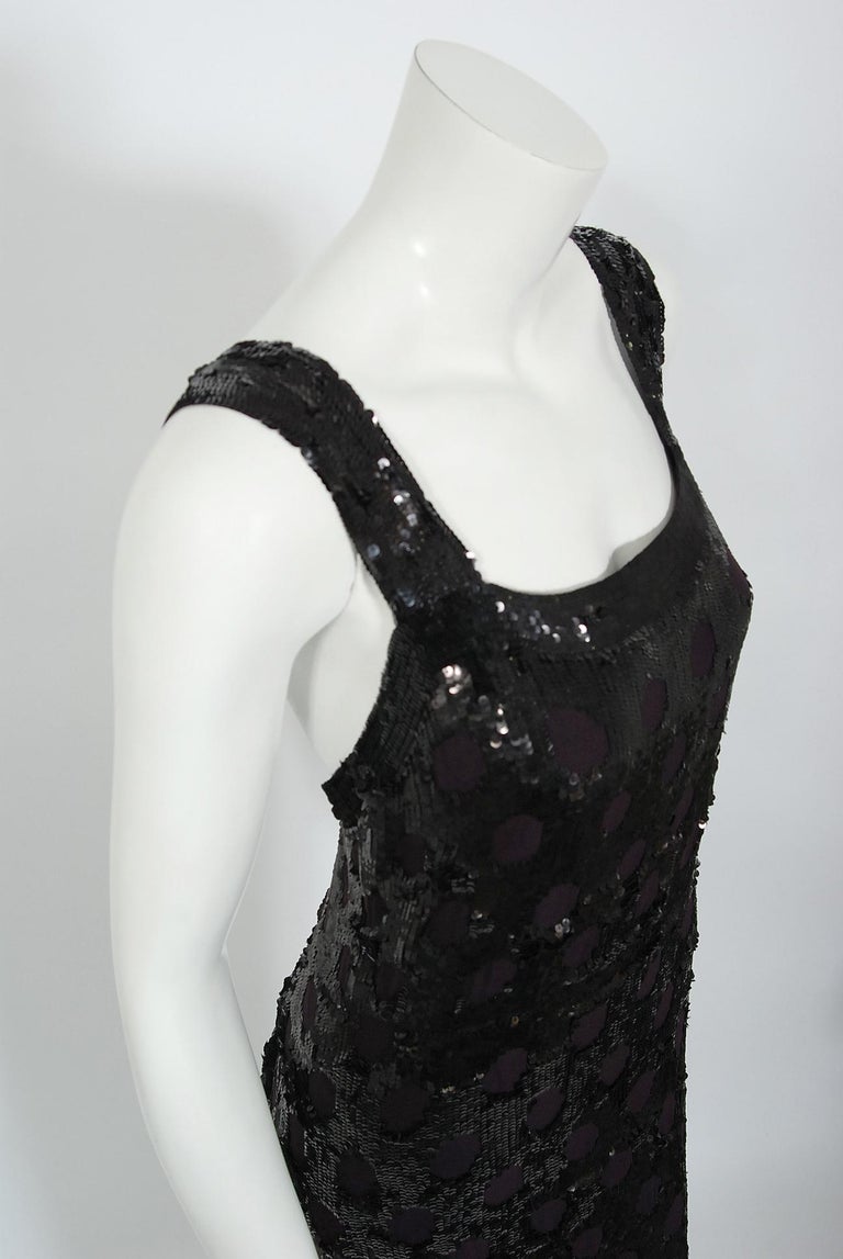 Vintage 1930's Henri Bendel Couture Purple Silk and Black Sequin Deco ...