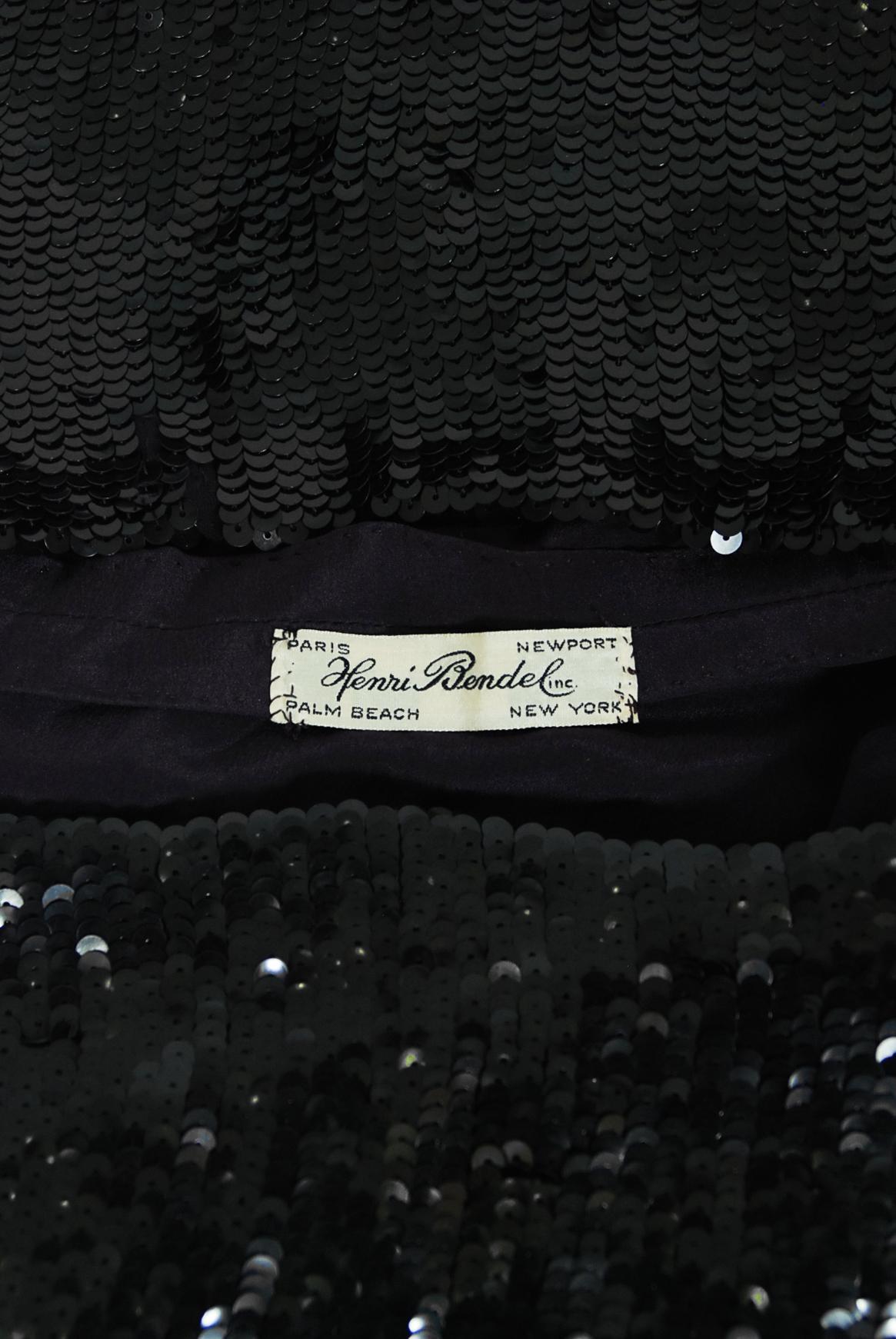Vintage 1930's Henri Bendel Couture Purple Silk & Black Sequin Deco-Dots Gown 3