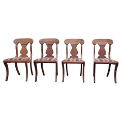 Chaise Hickory des années 1930 Empire Klismos en acajou et sièges rembourrés