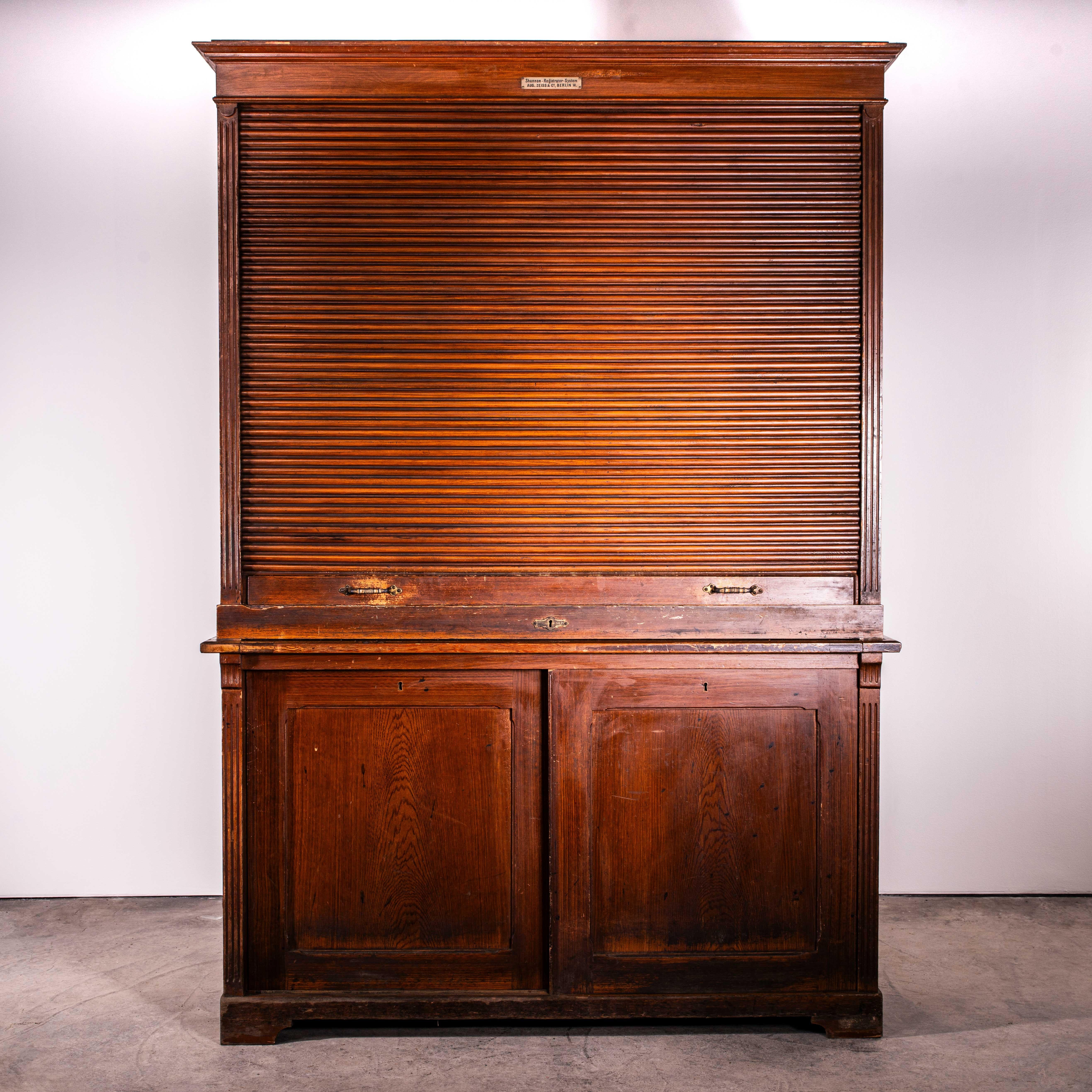 1930's Highly Original German Tambour Fronted Atelier Cabinet 3