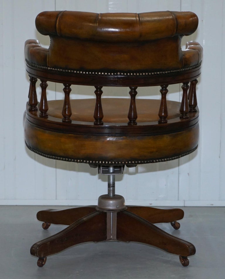 1930s Hillcrest Chesterfield Vintage Brown Leather Directors Captains