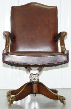 1930s Hillcrest Vintage Brown Leather Gainsborough Directors Captains Chair